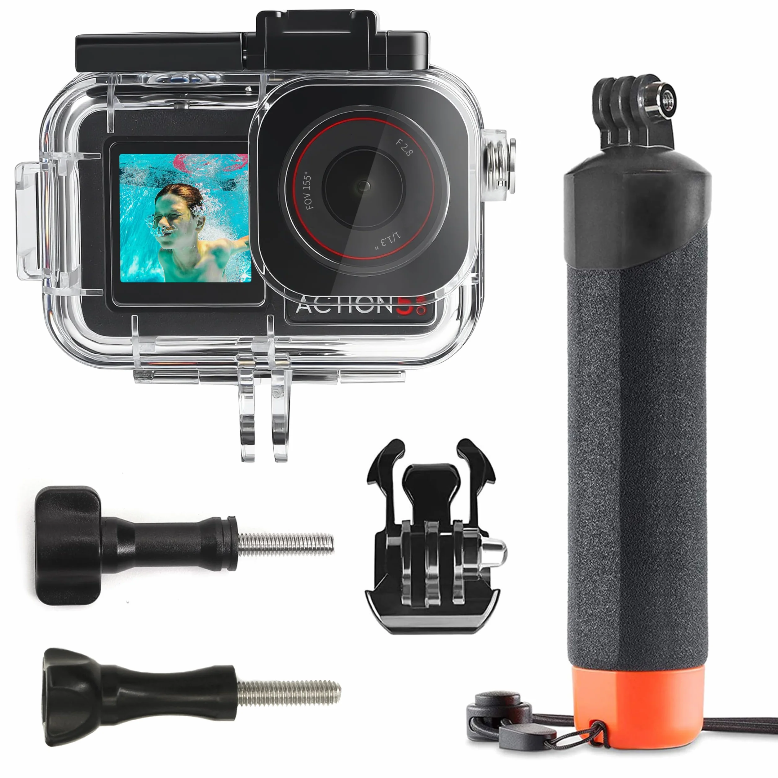 FitStill Custodia subacquea impermeabile da 50 m e manico galleggiante, adatta per DJI osmo Action 5pro/Action 4/Action 3 accessori per set da immersione