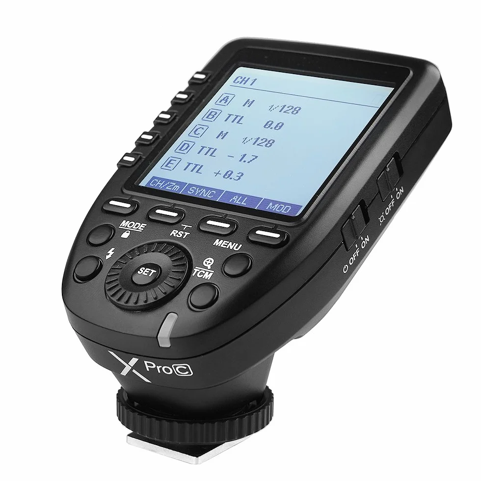 Godox Xpro-C TTL Flash Trigger Trigger Flash Wireless 2.4G 1/8000s HSS TTL Convert-Manuale Funzione TCM Trasmettitore Flash su Grande schermo LCD per fotocamera Canon