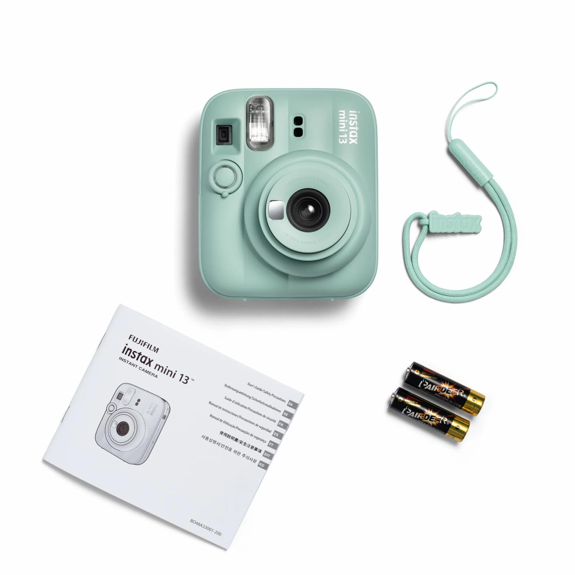 instax mini 13 fotocamera istantanea con flash integrato, specchio selfie, modalità close-up, autoscatto, Lagoon Green