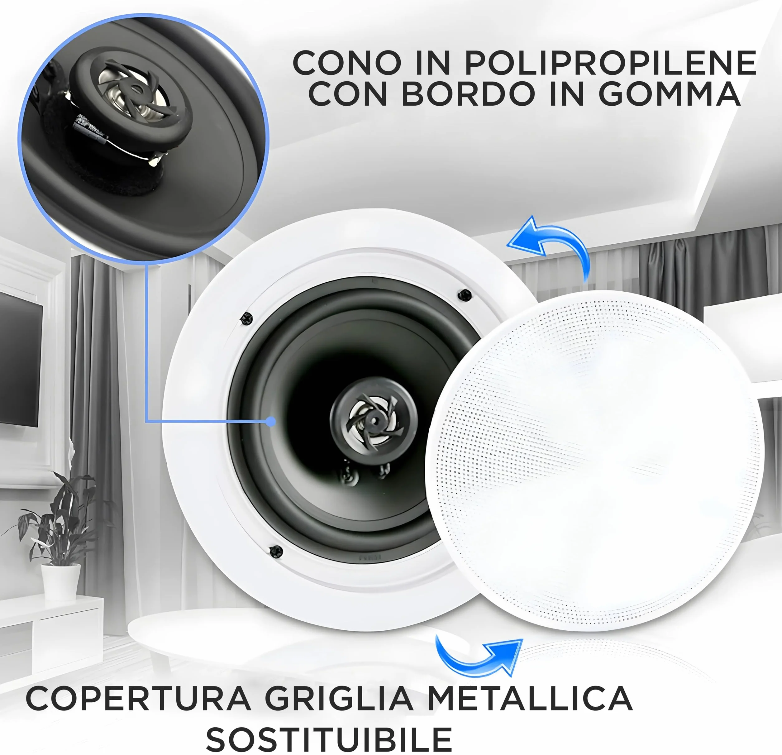 Pyle Casse Bluetooth 16,5 cm Altoparlanti a Parete e Soffitto 2 Vie 150 Watt