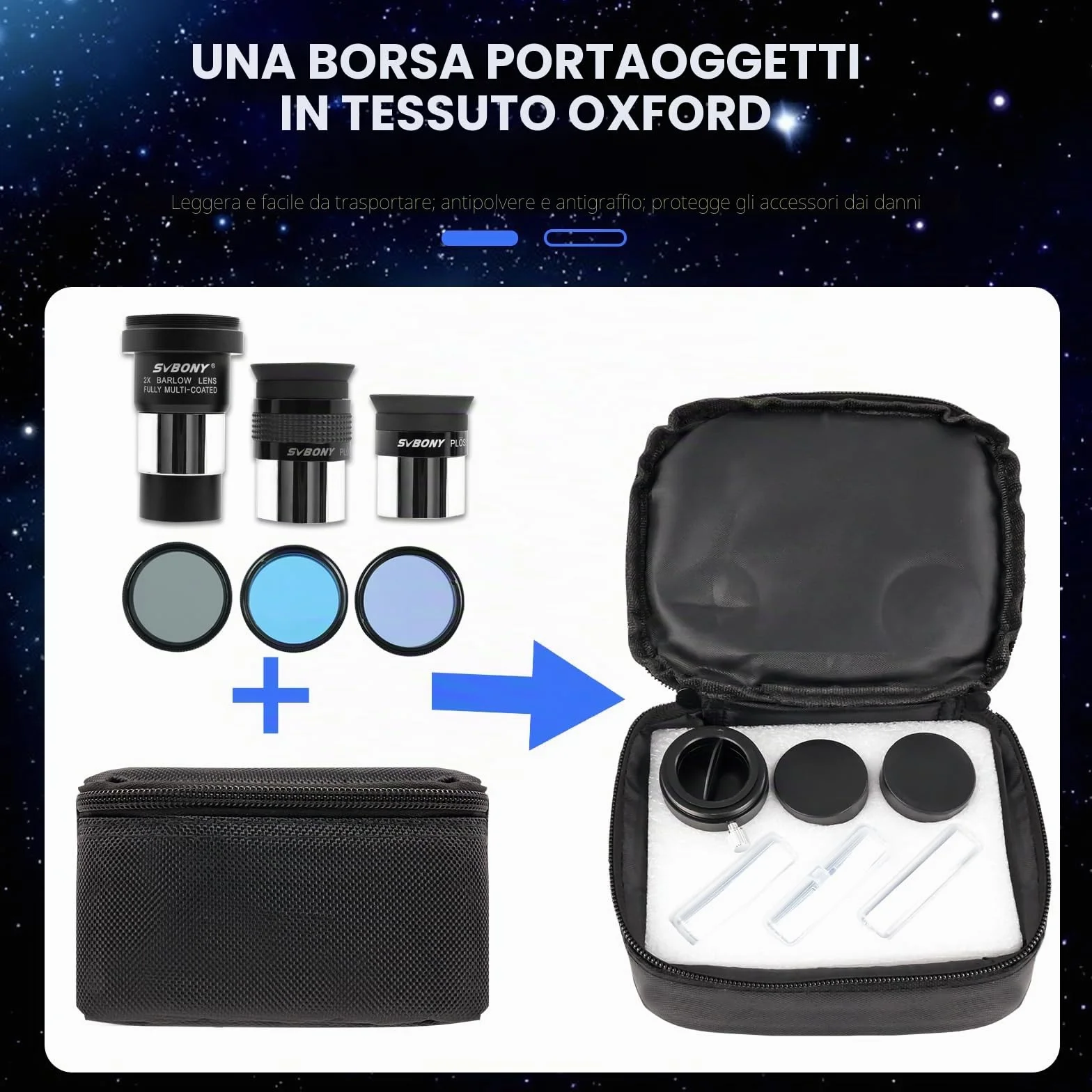 Svbony SV233 Oculare Telescopio Astronomico Kit, Oculare PLOSSL da 6 mm, 17 mm, 2 Lenti di Barlow, Filtro Lunare, Filtro ND4, Filtro Colorato 82A, con Borsa Portatile, per Pianeti Visivi Astronomici