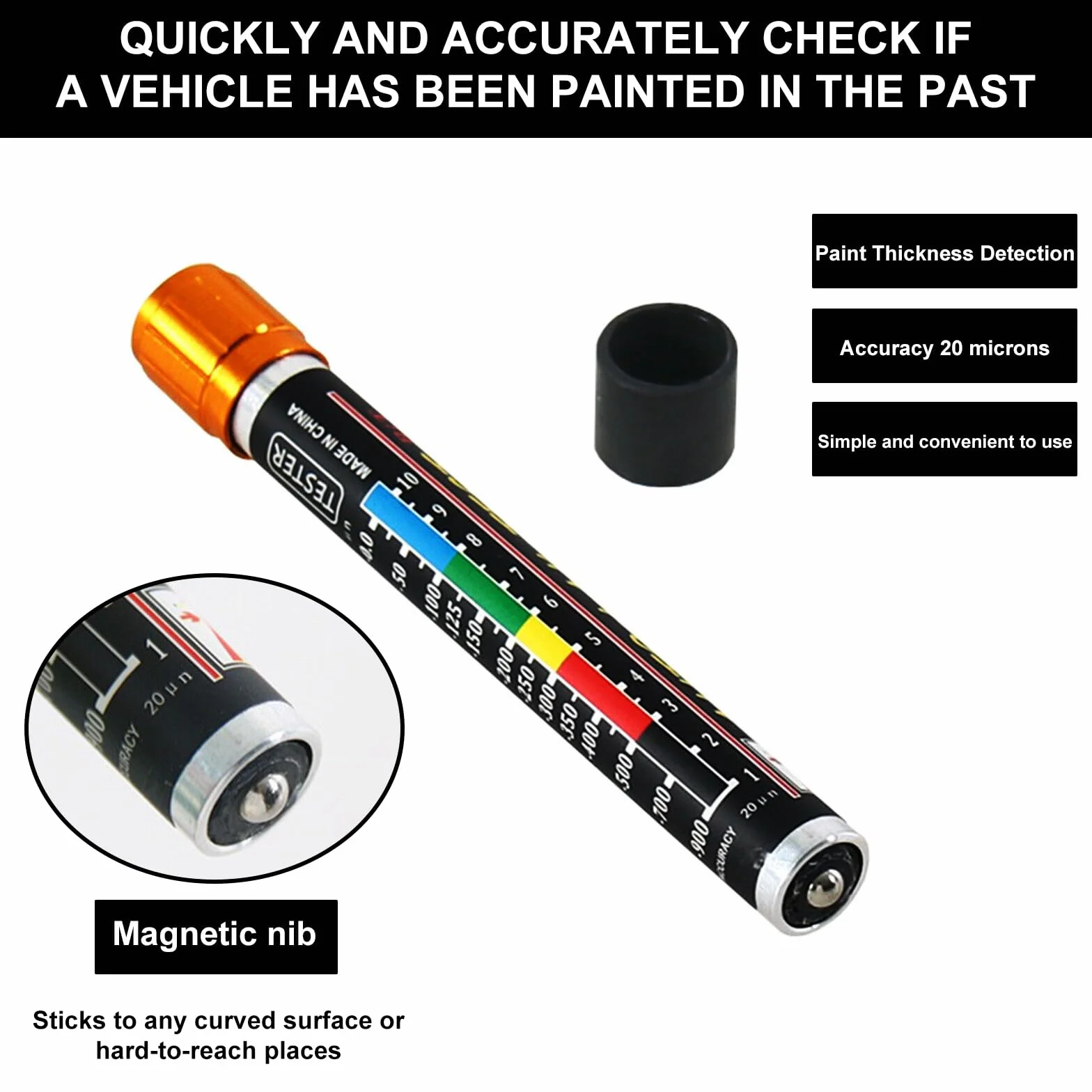 GBKDQQ Misuratore di Spessore della Vernice: Misuratore Magnetico di Spessore della Vernice Auto Penna per Vernice Auto Tester Misuratore di Spessore della Vernice Rilevatore di Danni alla Carrozzeria