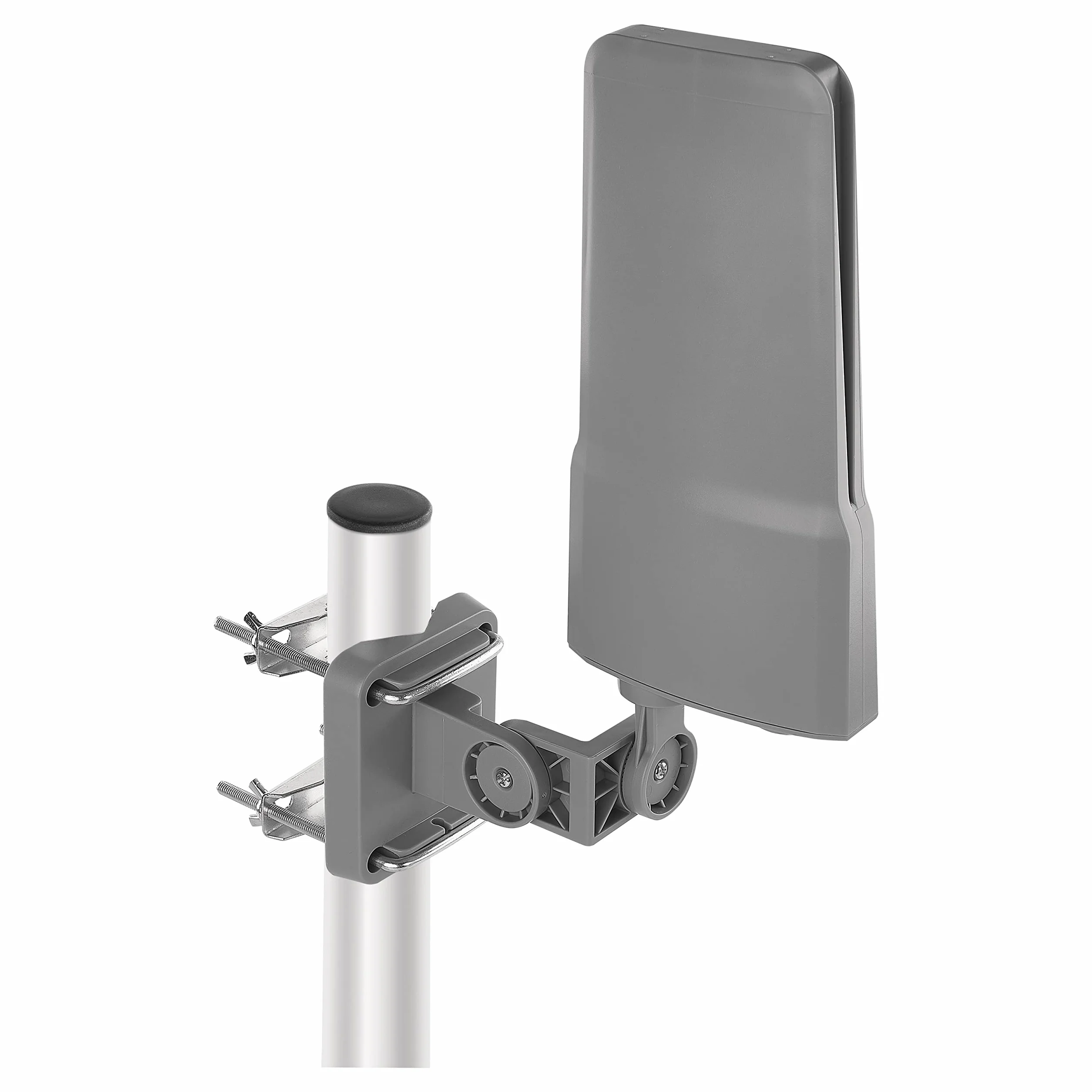 EMOS Antenna esterna con amplificatore per ricezione remota, VHF/UHF/DAB Outdoor TV Antenna per TV DVB-T/DVB-T2, portata 0-80 km, filtro di blocco LTE integrato, filtro 4G, 5G