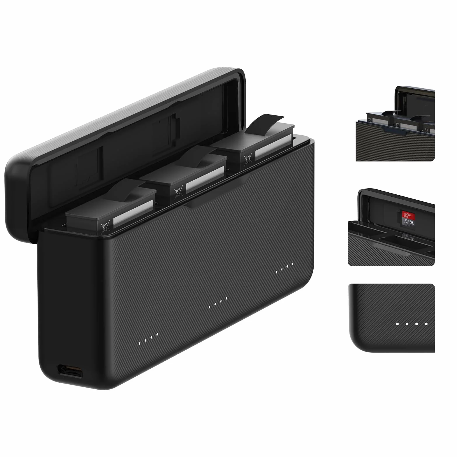 TELESIN Triplo Caricabatterie per DJI Osmo Action 5 Pro 4 3, Custodia di Ricarica Rapida USB con Cavo Type-C per la Batteria Originale di Osmo Action 5 4 3, Accessori Caricabatterie per Action Camera