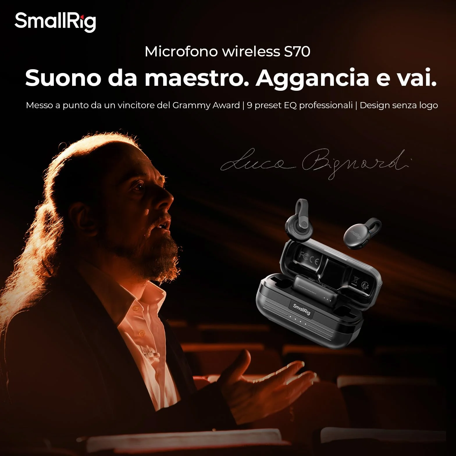 SMALLRIG Microfono Wireless S70-C2 con Adattatore USB-C per Telefoni/ Tablet, Microfono Invisibile e Leggero per il Vogging, Registrazione di Alta Qualità a 48 kHz/24 bit, Riduzione del Rumore - 5717
