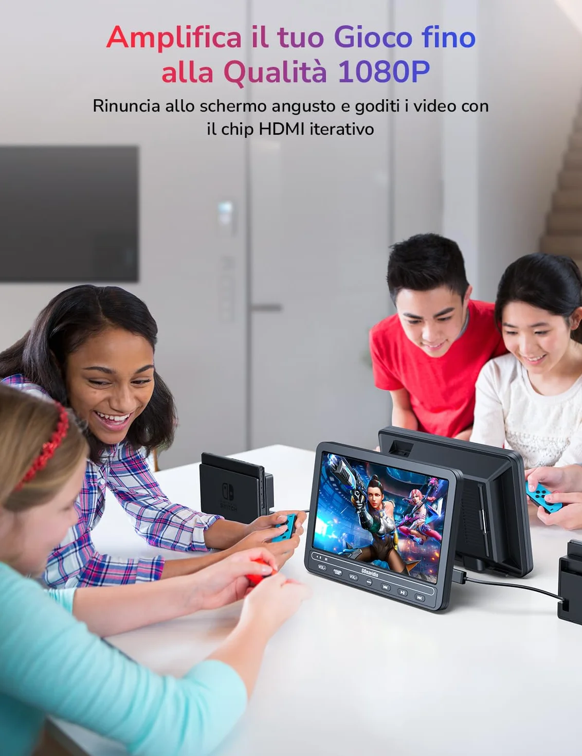 GOnavidio 10.5 Doppio Lettore DVD Portatile per Auto con Batteria Ricaricabile, Supporta HDMI, Autonomia da 5 Ore, USB/TF/AV IN/OUT/Regione Libera,18 Mesi di Garanzia