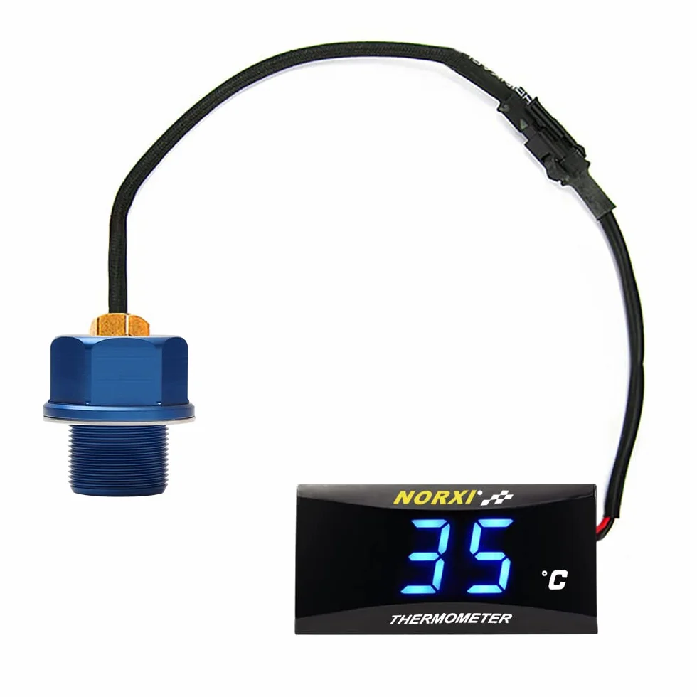 Termometro digitale per la temperatura dell'olio della moto, misuratore elettronico della temperatura dell'olio con adattatore sensore di temperatura (Blu, M20X1.0)