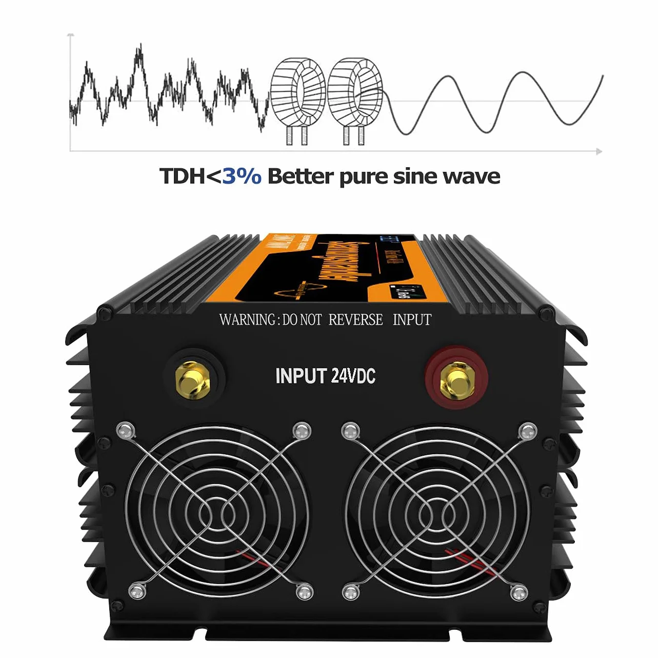 EDECOA Inverter 24v 220v Onda Pura inverter di potenza 3500w con Telecomando per camion, pannelli solari Convertitore di pontenza 24v 230v (3ème génération)