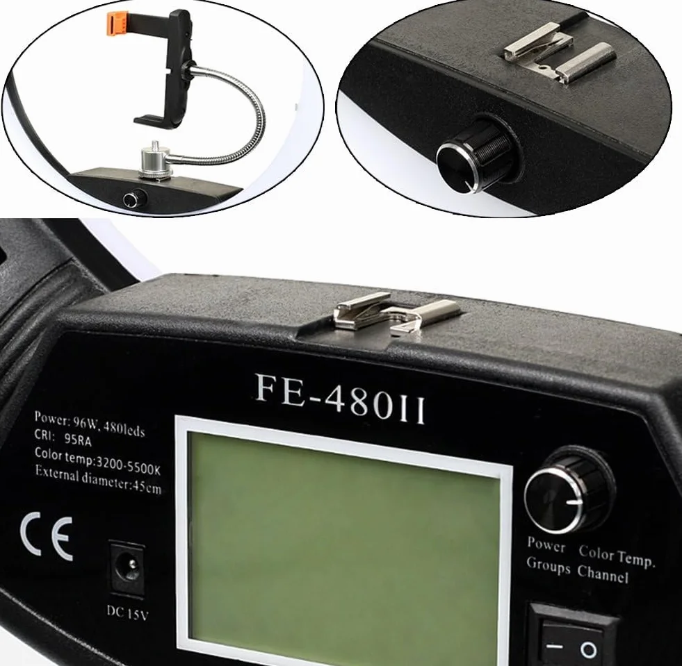 18 pollici display digitale telecomando dimmerabile 3200K-5500K LED anello luce kit per fotocamera smartphone ritratto selfie foto video studio fotografia continua (senza borsa e treppiede)