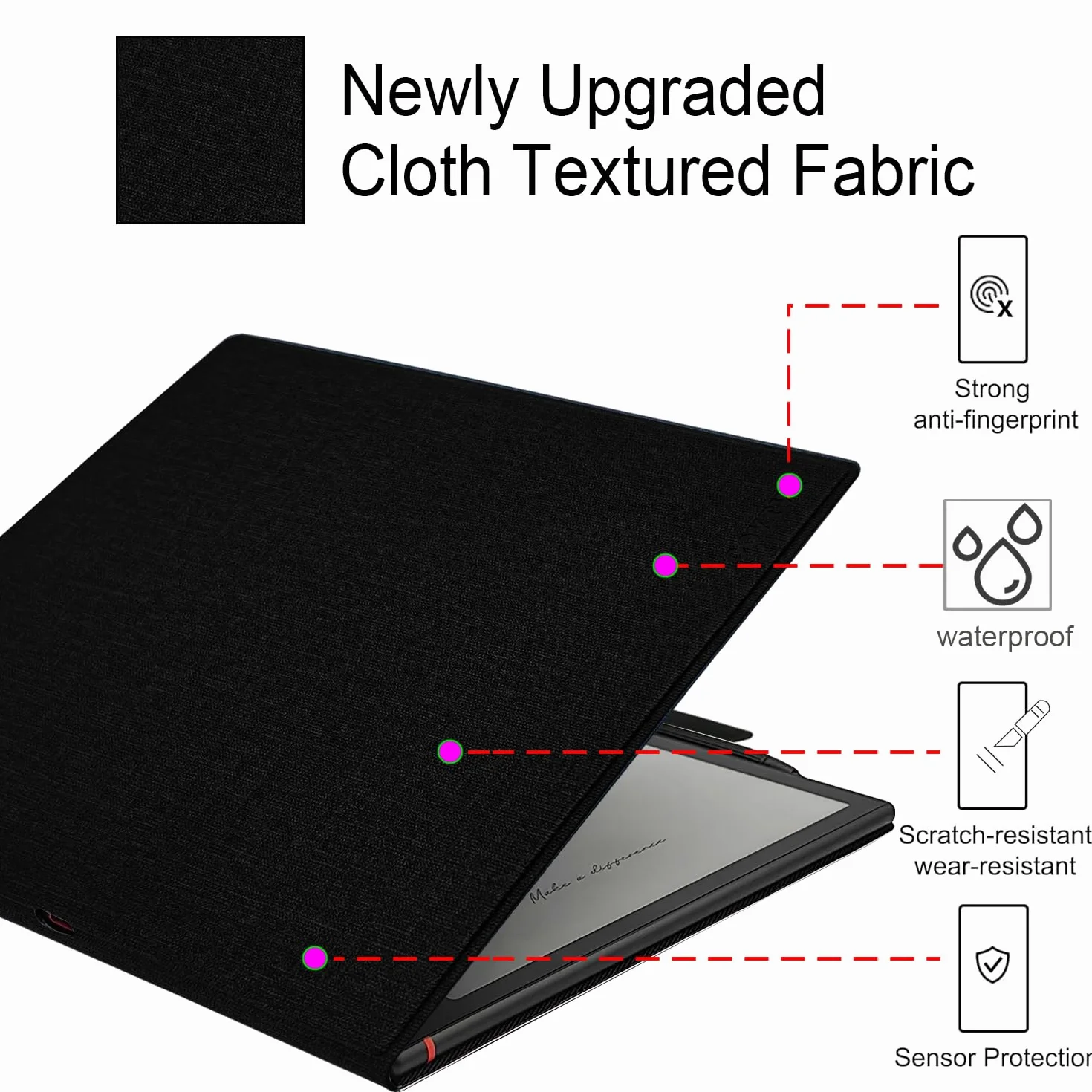 Custodia magnetica con supporto per Onyx Boox Note Air 4 C/Note Air 3 C (2024/2023) Custodia in pelle ultra sottile leggera con fibbia magnetica per penna, accensione e spegnimento automatico