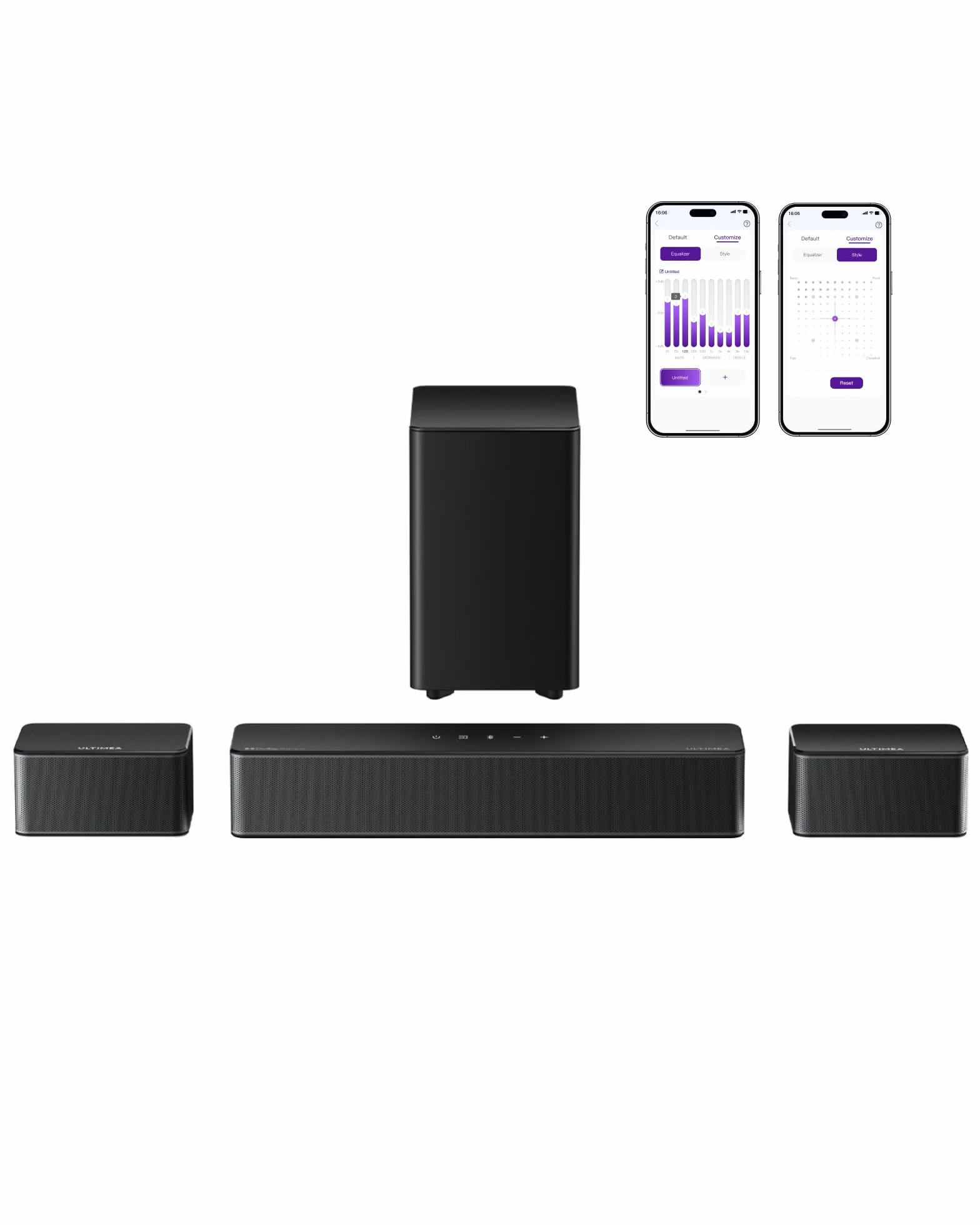 ULTIMEA 5.1 Canali Soundbar, Dolby Atmos, Subwoofer Wireless, 410W Home Theater Soundbar TV, Regolabili Surround e Bassi, Sound Bar Televisore con HDMI-eARC, Poseidon D60
