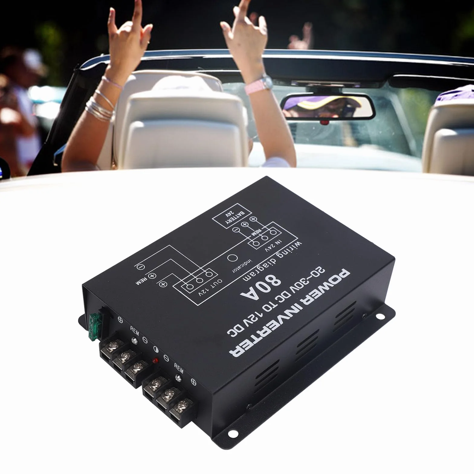 Convertitore Riduttore di Tensione da 24 V a 12 V per Auto, Camion, Camper, SUV, Autobus, Controllo della Temperatura (80A)
