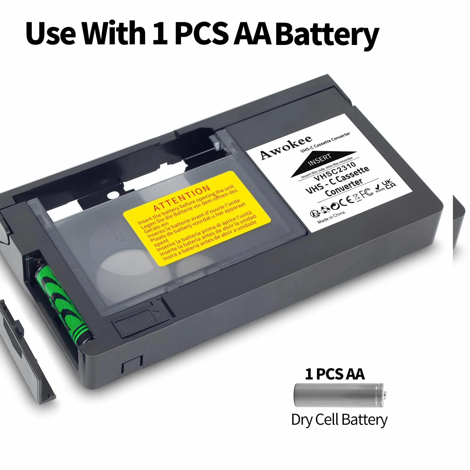 Adattatore per Cassette VHS-C Compatibile con videocamere VHS-C SVHS JVC RCA Panasonic convertitore di Cassette VHS motorizzato (Non Compatibile con 8mm / MiniDV / Hi8)