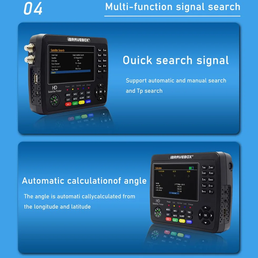 Jemora V10 Finder Max HD Satellite TV Signal Finder DVB-S/S2/S2X Digital Handheld Signal Meter Satellite Finder H.265 LCD da 4,3 pollici per la regolazione della parabola satellitare