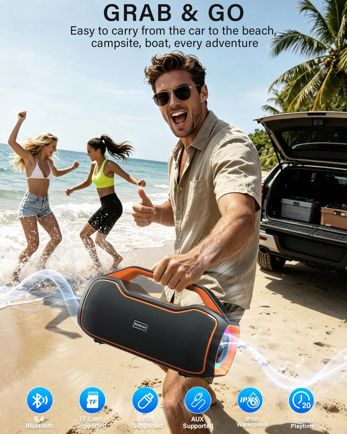 Cassa Bluetooth Portatile 200W MAX Altoparlante Wireless 2 Woofer 2 Tweeter IP65 Impermeabile DSP TWS USB TF AUX