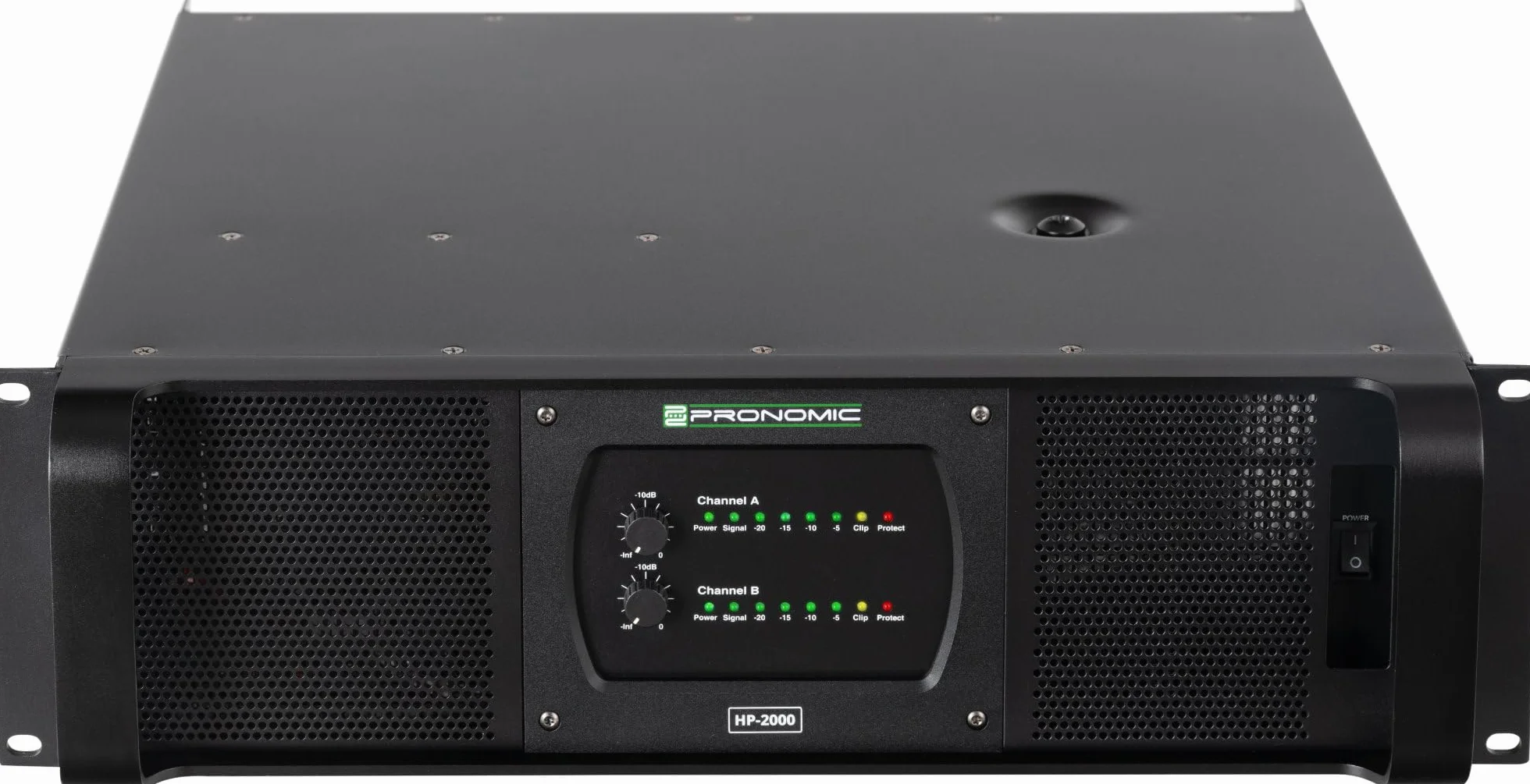 Pronomic HP-2000 Finale 2x 3000 Watt - Potenza in uscita (4 Ohm): 2x 3000 Watt - Filtri passa-alto/basso commutabili con frequenza crossover regolabile - Guadagno d'ingresso selezionabile - Nero