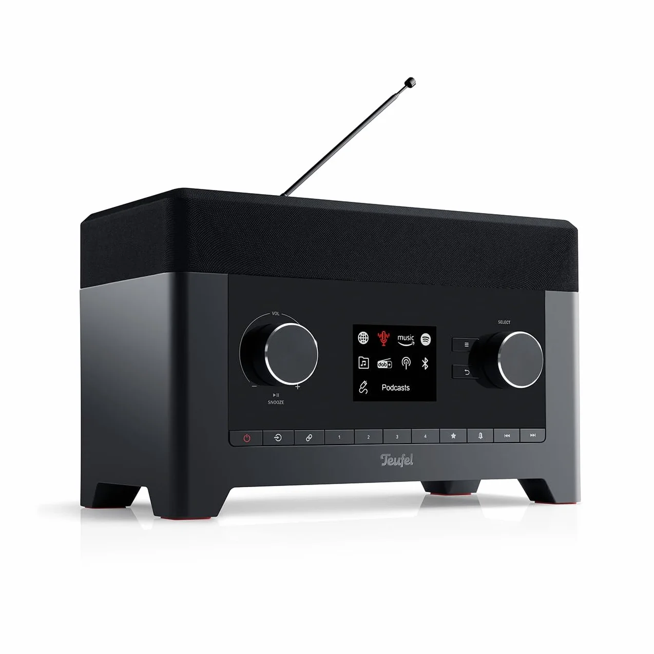 Teufel RADIO 3SIXTY Altoparlante Bluetooth con Radio Digitale Premium DAB+, 360° Suono e Subwoofer, Radio Internet, Funzione Power Bank - Nero