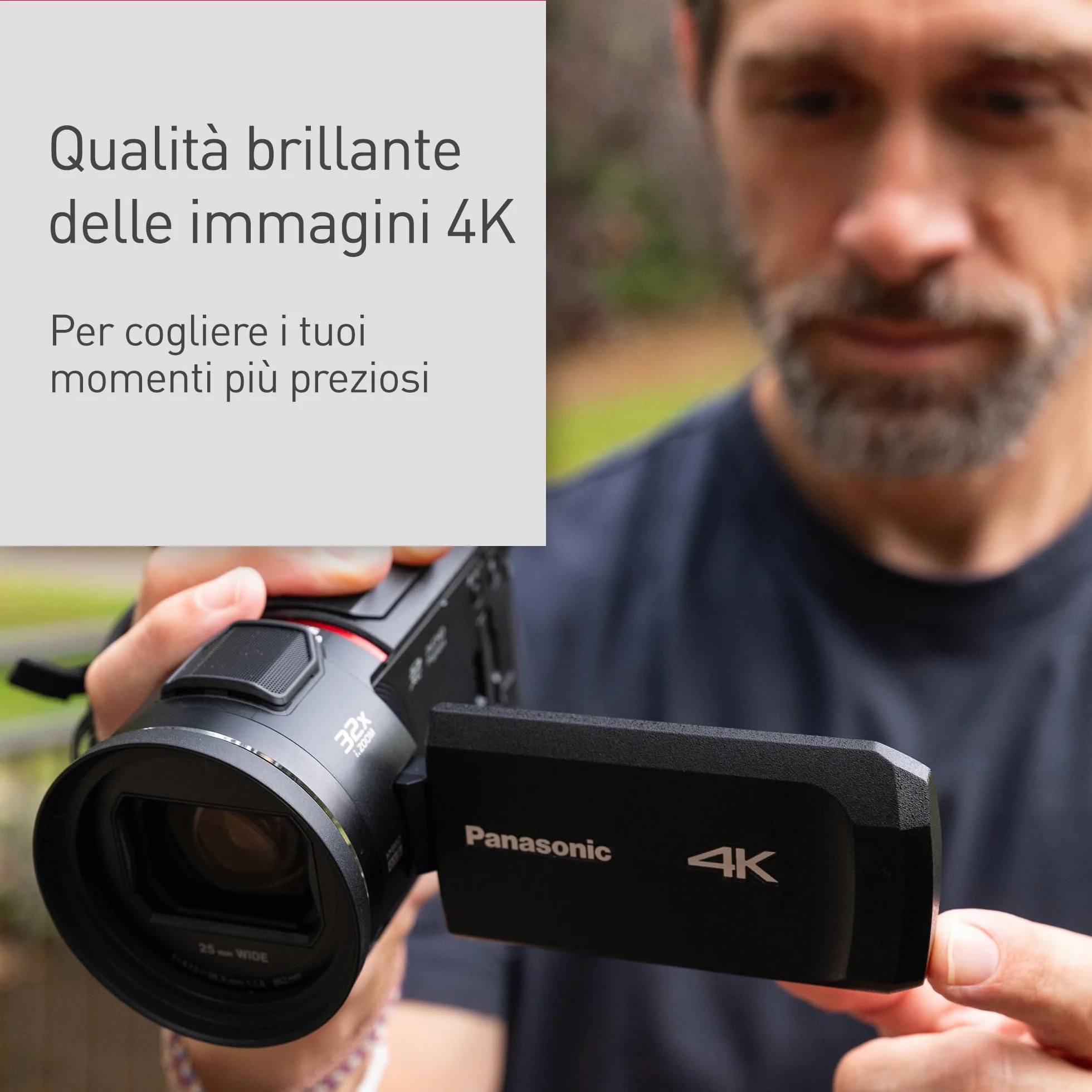 Panasonic HC-VX3E-K Videocamera Compatta Ultra HD 4K, Grandangolo 25 mm, Zoom ottico 24x, 4K Cropping, Nero
