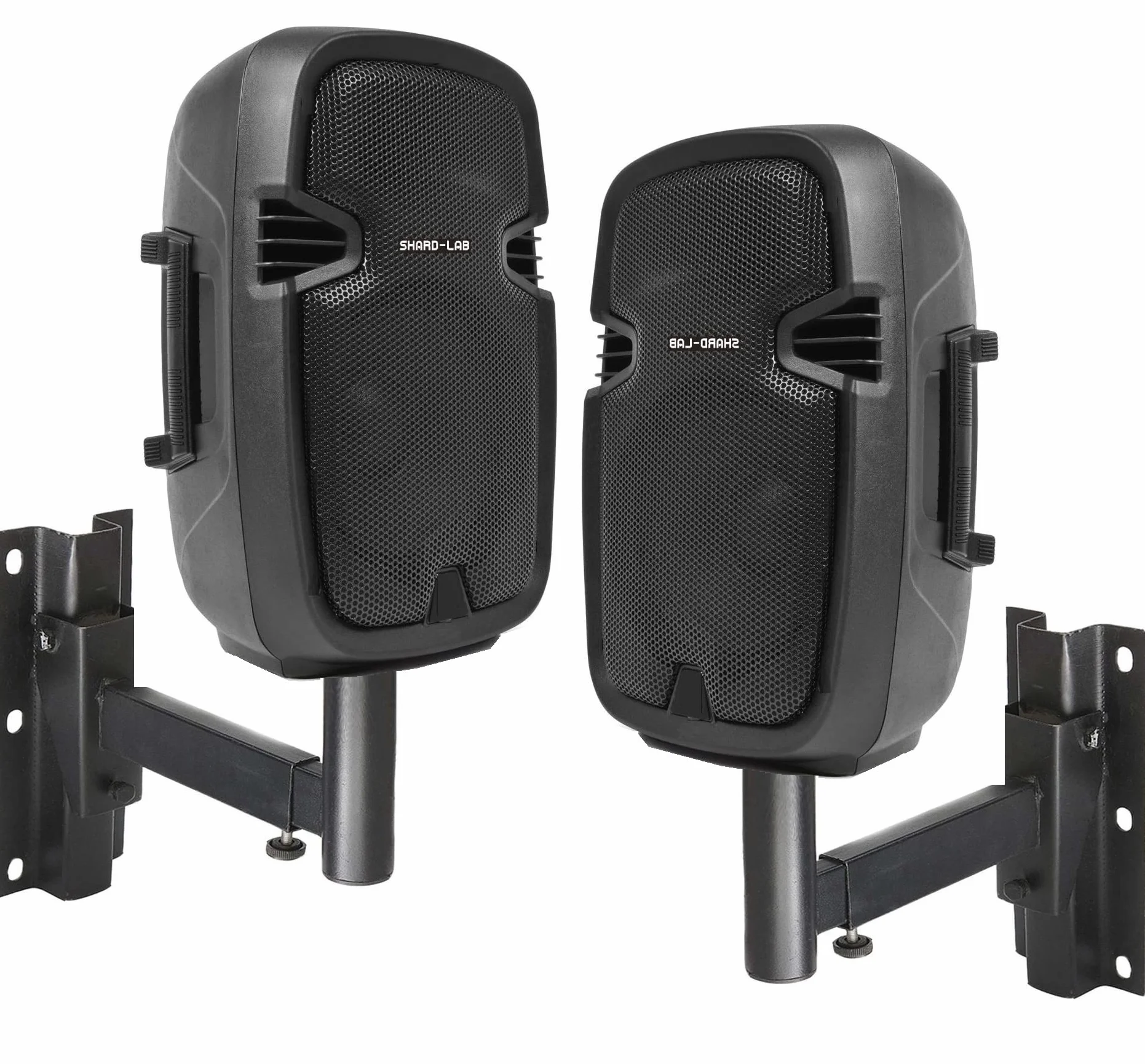 COPPIA CASSE AMPLIFICATE DA PARETE MURO PER PALESTRA CON BLUETOOTH 600W 8" + 2 SUPPORTI IN METALLO impianto filodiffusione