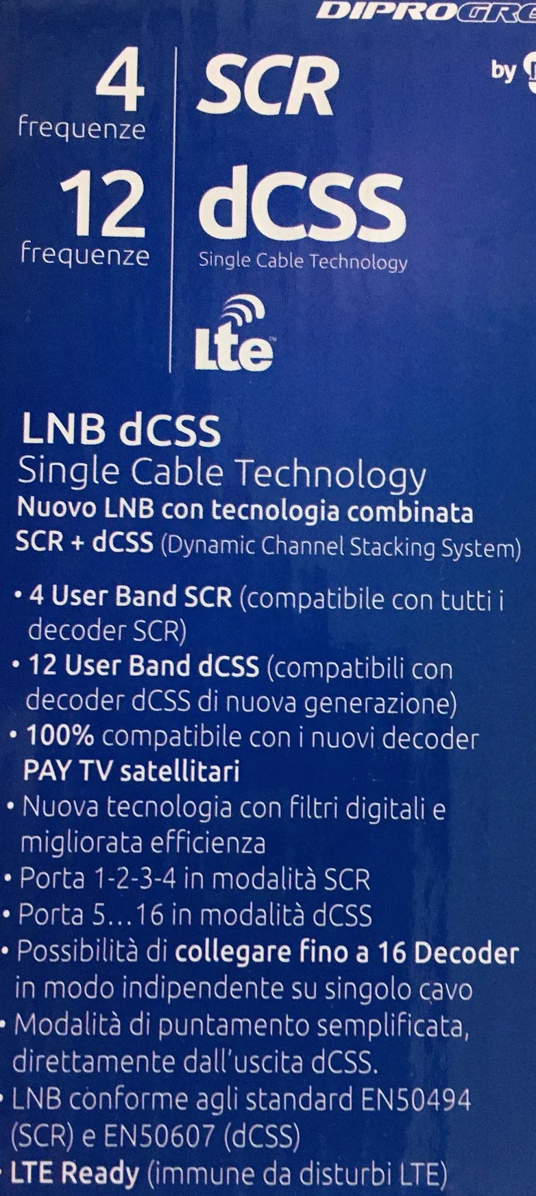 PARABOLA SAT SATELLITE 80 CM CON LNB SCR ALTA QUALITA' PER SKY TIVU' SAT