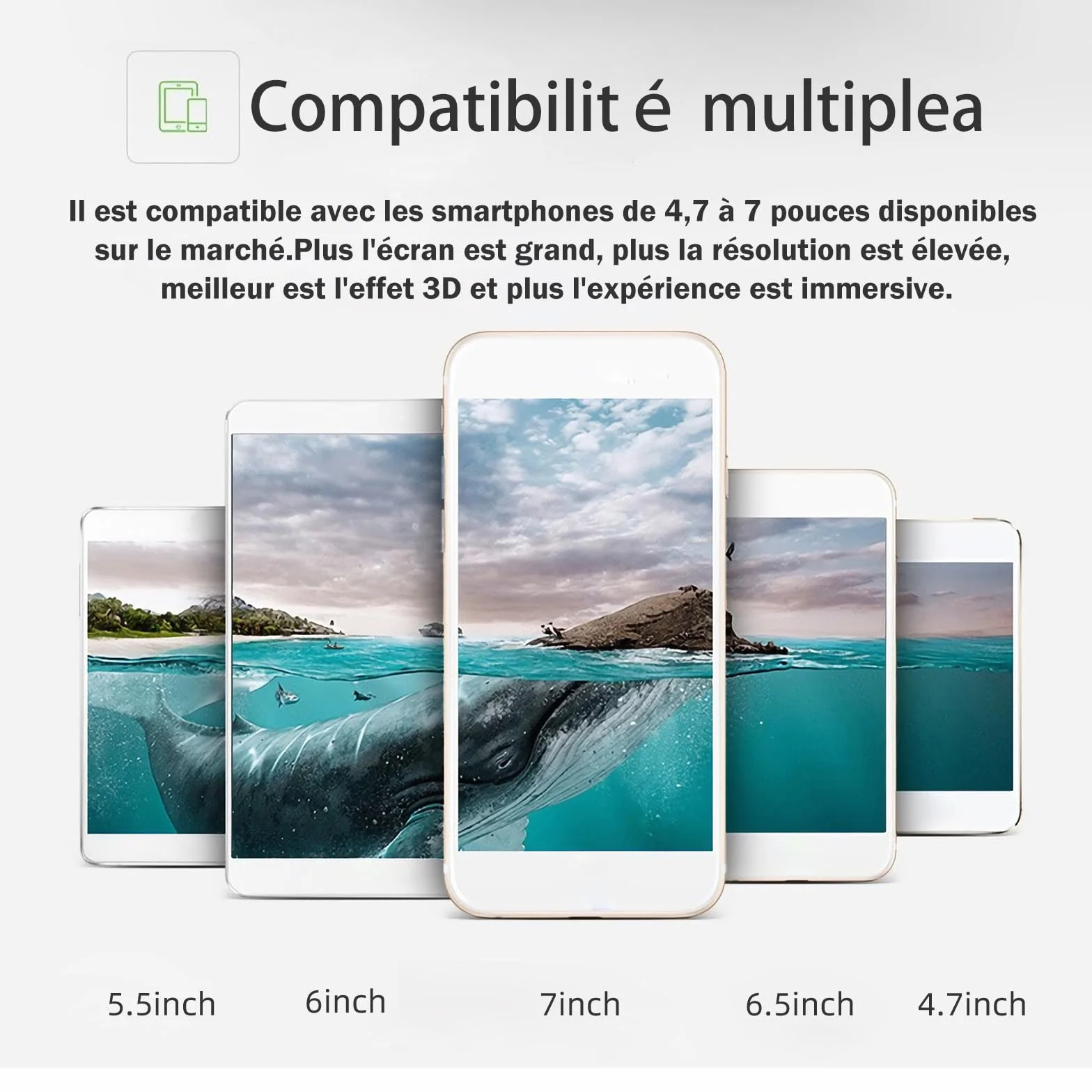 Occhiali VR, Realtà Virtuale 3D, Realtà Virtuale per Film e Giochi 3D, per Smartphone 4.7-7 Pollici [con controller]01