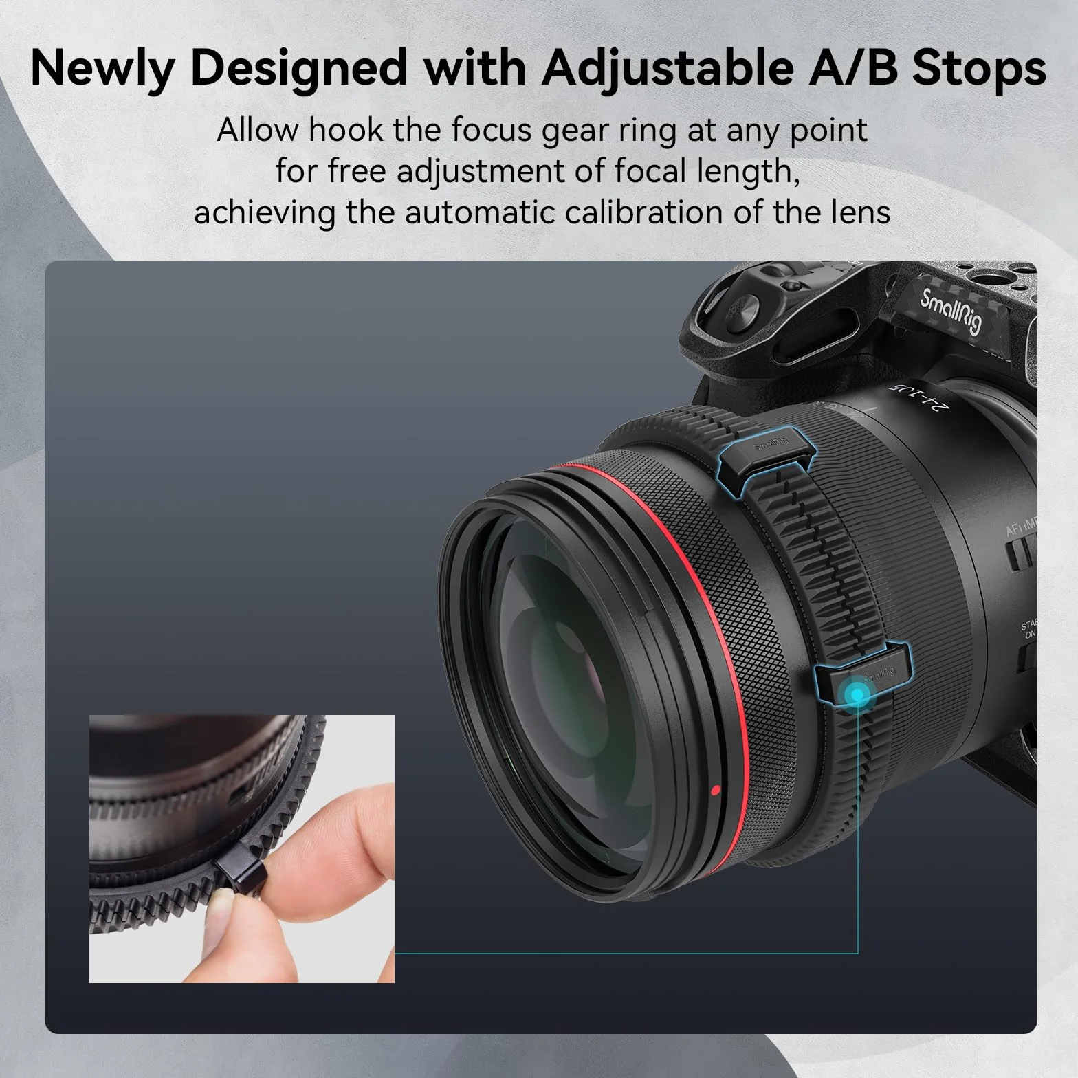 SMALLRIG Seamless Follow Focus Ring Set (4 Pezzi), con AB Stop e Gomma Antiscivolo, Anello di Messa a Fuoco Standard M0.8, Compatibile con SMALLRIG Follow Focus - 4187