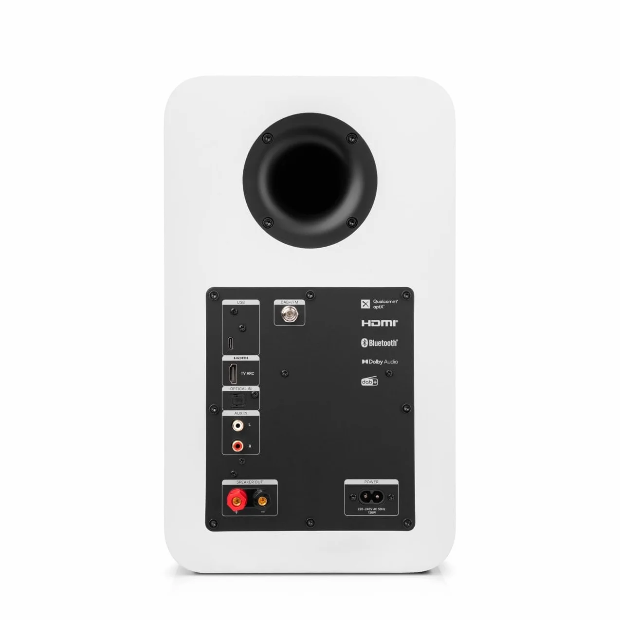 Teufel ULTIMA 25 AKTIV Club Edition 2.1 - Sistema audio con subwoofer - Altoparlante attivo da scaffale con Bluetooth e ricevitore AV integrato, Dolby Audio, DAB+, HDMI ARC CEC, Touch Slider - bianco
