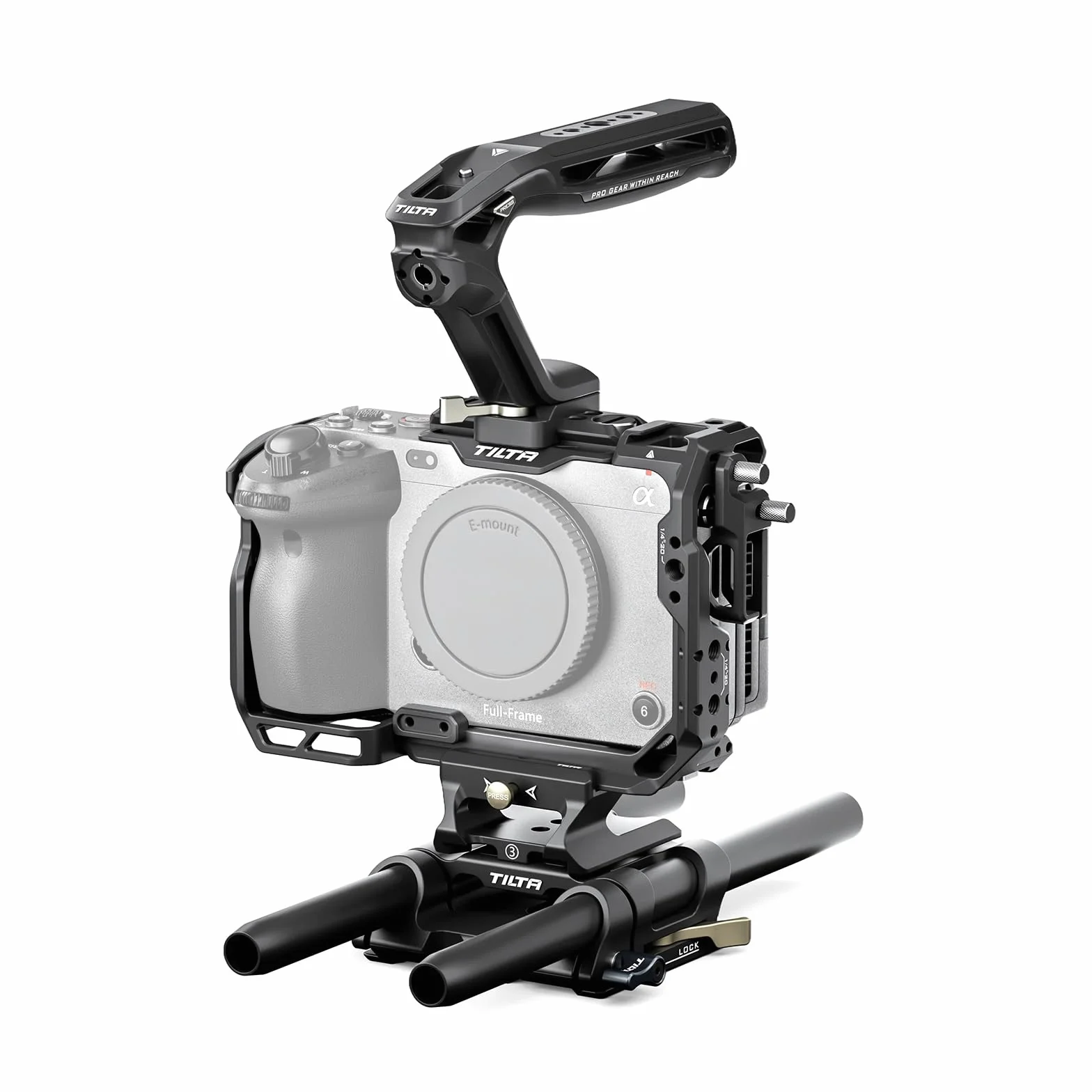 Tilta FX3 FX30 Cage, gabbia completa per fotocamera compatibile con Sony FX3/FX30 Kit di base con morsetto per cavo HDMI, impugnatura superiore NATO e piastra di base LWS da 15 mm - Nero TA-T16-A-B