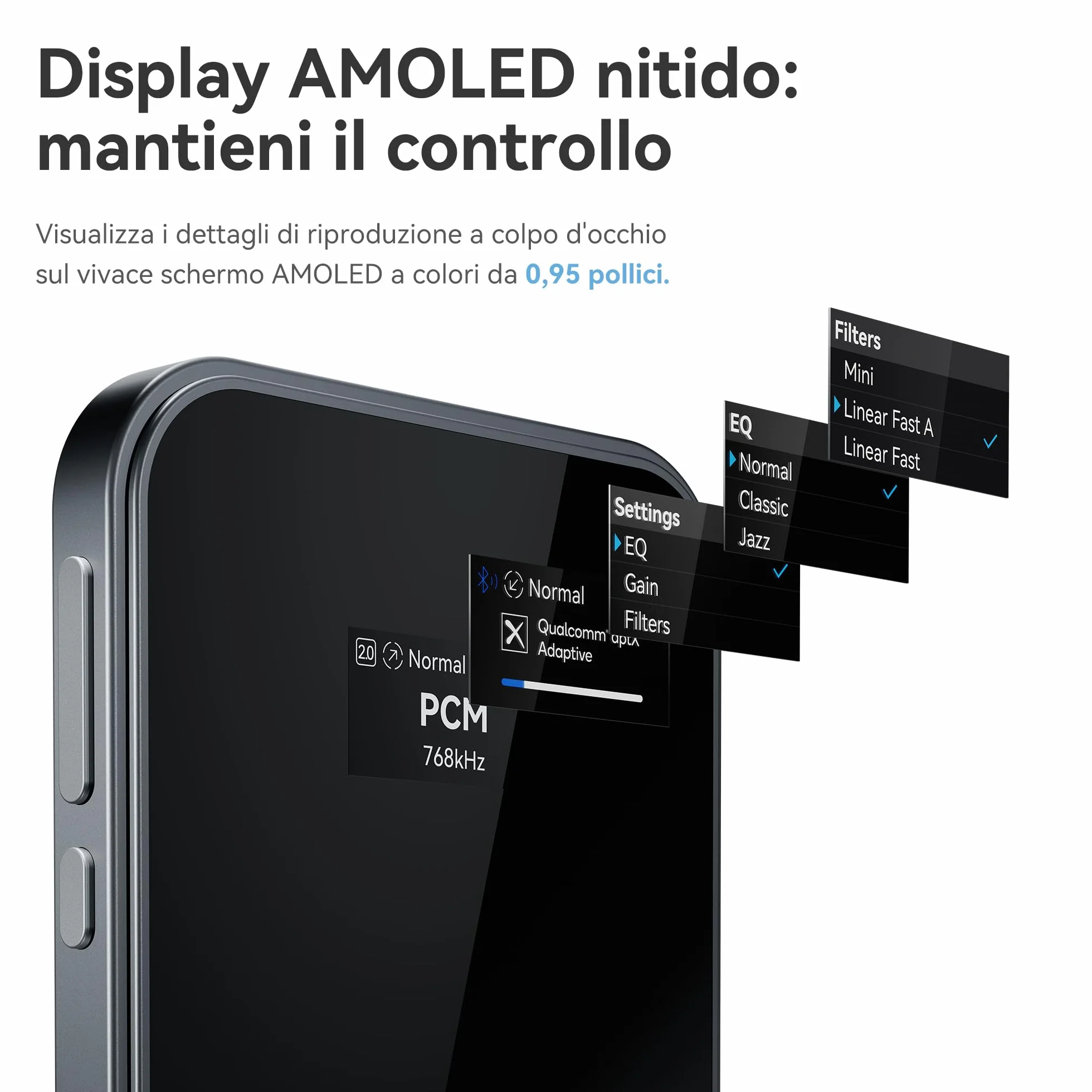 khadas Tea Pro – Amplificatore Cuffie Magnetico Portatile con DAC ES9039Q2M, Display 0,95", Batteria 2100mAh, Uscite 3,5mm & 4,4mm, 768kHz/32bit, BT5.4 Hi-Res per Casa e Viaggio