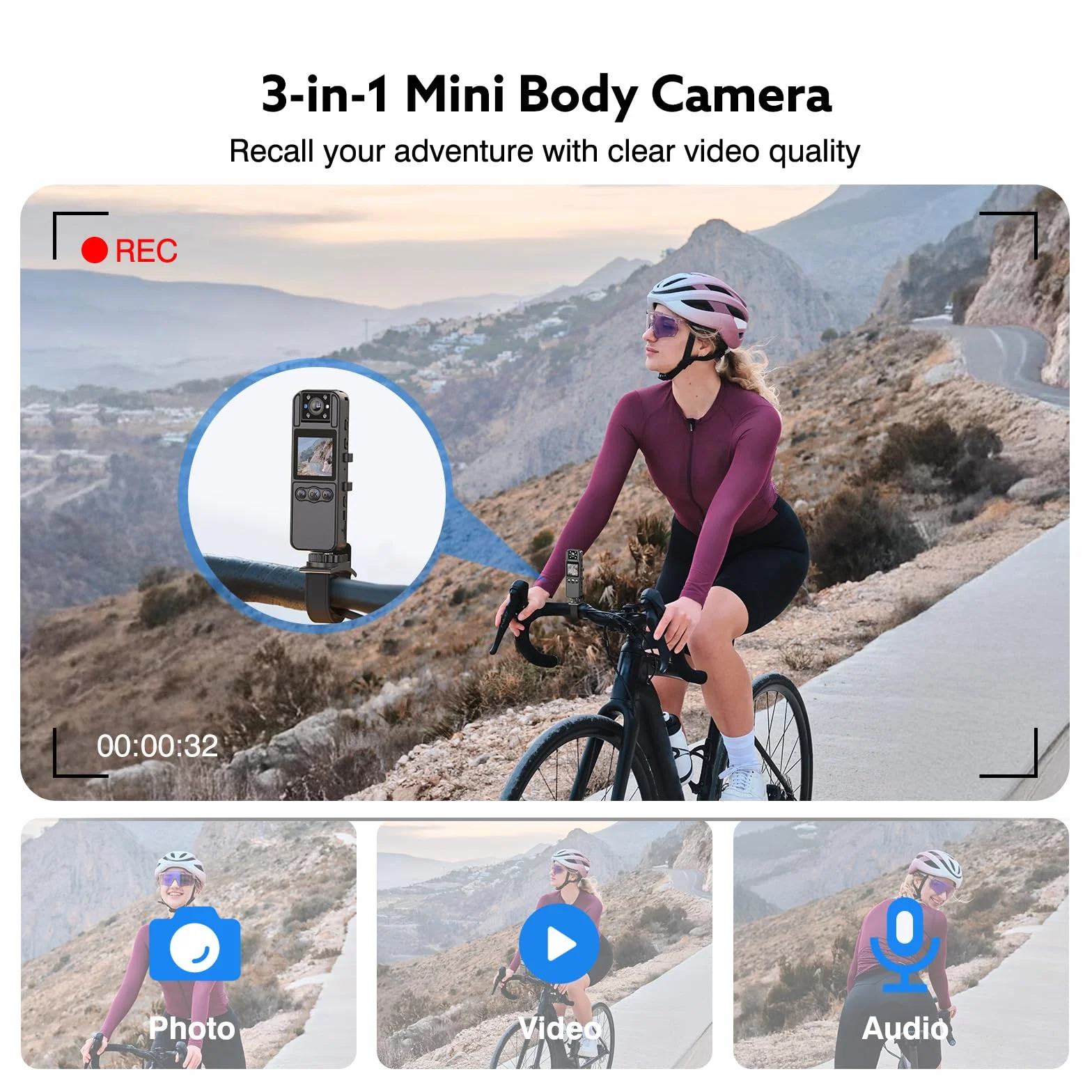BOBLOV A26 Mini Body Camera 4K 64 GB, obiettivo ruotabile, piccole bodycam con visione notturna, registrazione video 6 ore, personale, Fotocamera