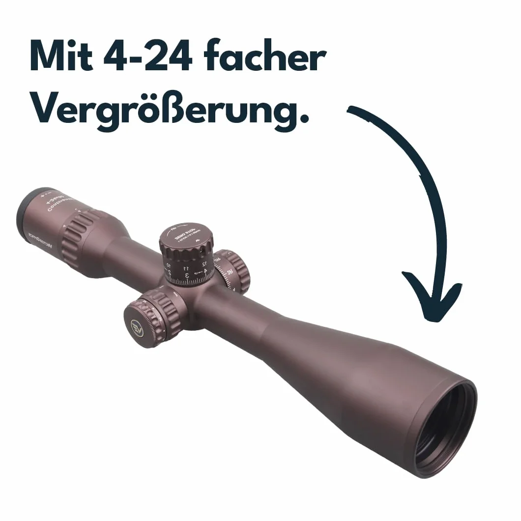 Vector Optics SCOL-43 Continental x6 4-24x50SFP Coyote FDE - Cannocchiale per sport, airsoft e caccia, fucile ad aria compressa, mirino per fucile, scopa rifle scope, ampia gamma di accessori