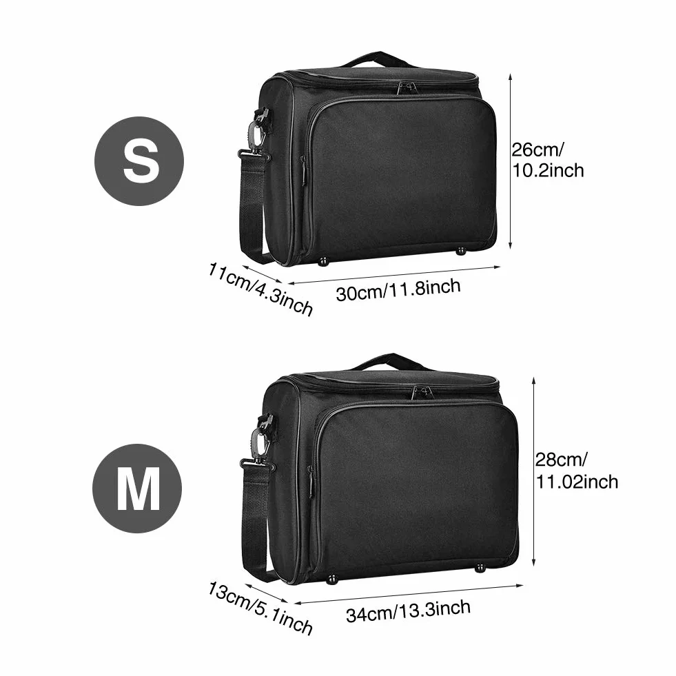 Custodia per videoproiettore, borsa da trasporto per proiettore, chiusura a cerniera, organizer con tracolla, resistente agli urti, borsa da viaggio per proiettore, Come da immagine, M,