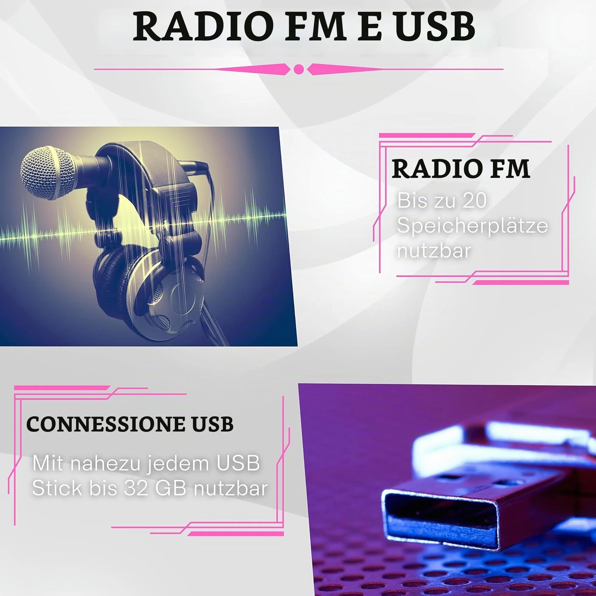 Boombox portatile lettore CD CD-R USB radio FM AUX jack cuffie impianto stereo compatto rosa Pretty Pink