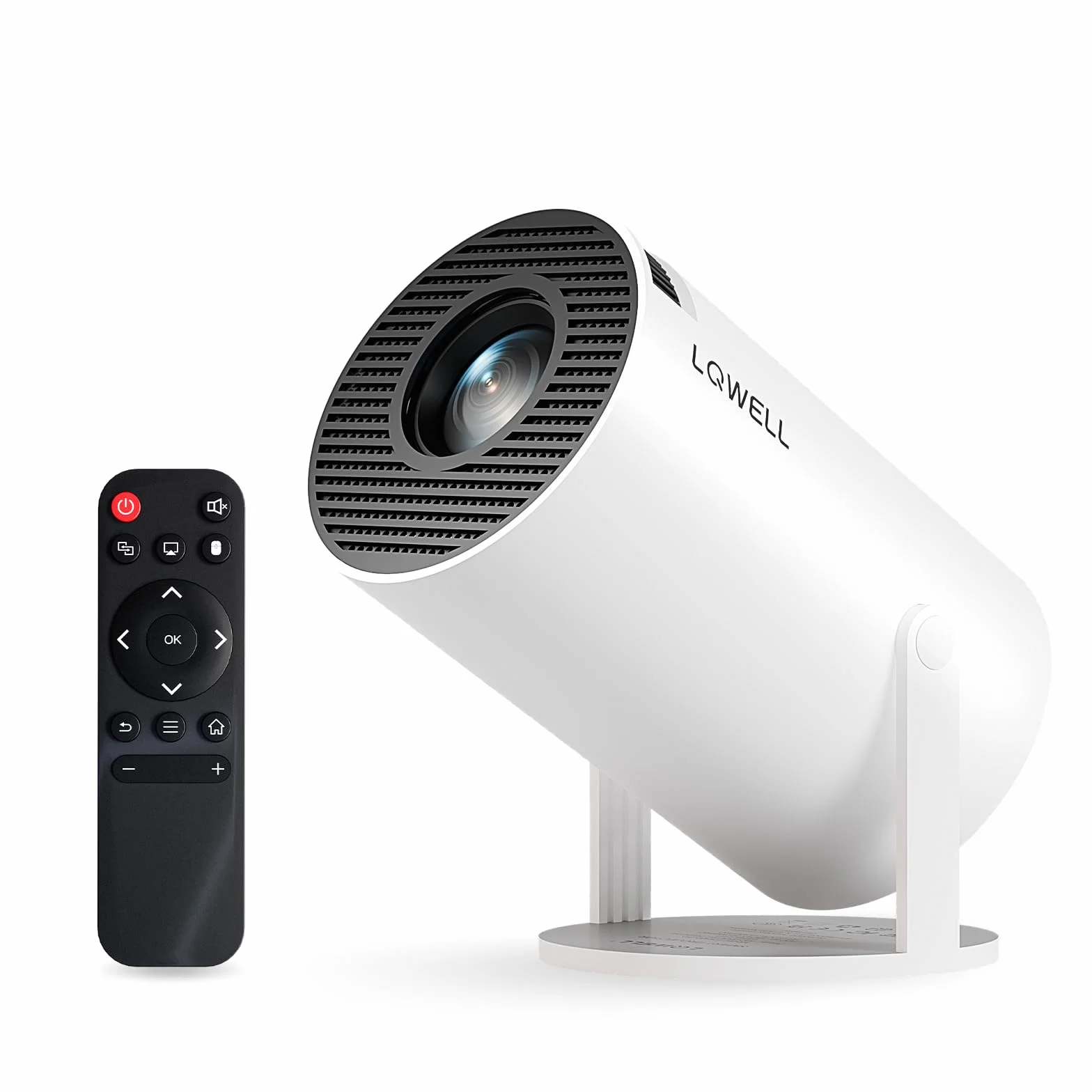 LQWELL® Proiettore Mini Proiettore Supporta WiFi 5G, BT5.0 con Android OS, Correzione trapezoidale automatica, angolo di 220 gradi, display da 130 pollici per Phone/PC/Stick, 4K Home Projector HDMI