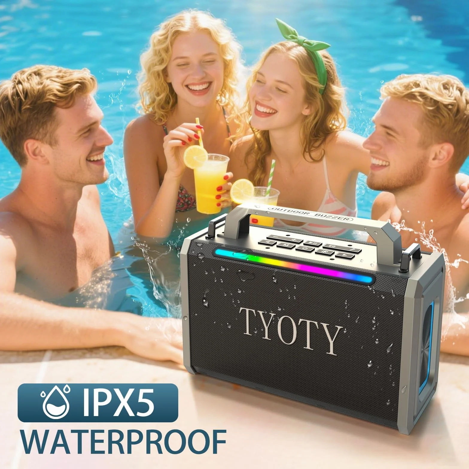 Altoparlante Bluetooth portatile da 80 W, suono stereo wireless per esterni, bassi profondi, altoparlanti grandi, potenti e impermeabili IPX5 per feste in casa con luci LED colorate, TWS, EQ, AUX, USB