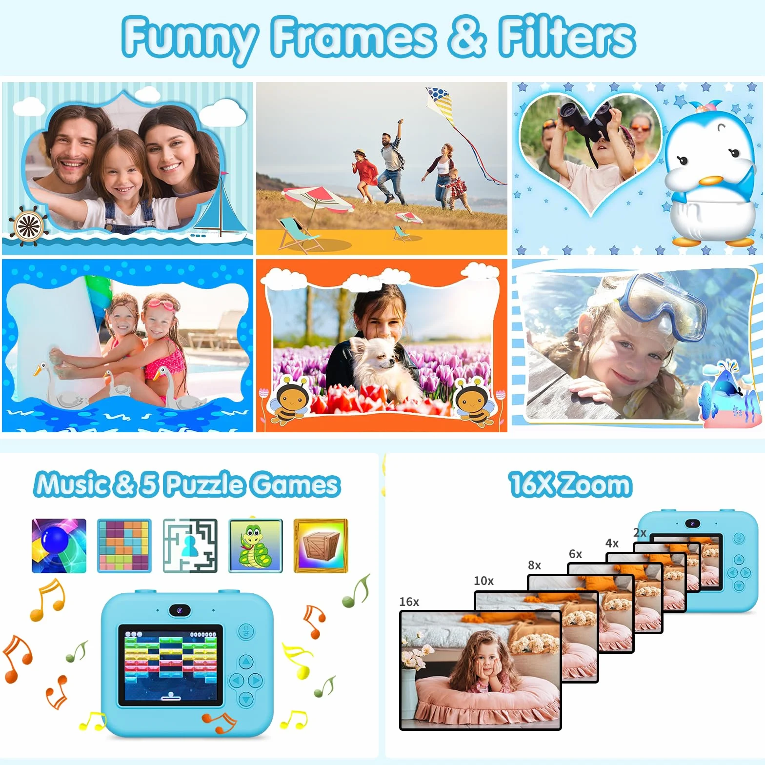 Fotocamera istantanea per bambini con selfie, fotocamera compatta 1080P HD, stampa istantanea di foto, regalo di compleanno, regalo di Natale, giocattolo a partire da 3, 4, 5, 6, 8, 7, 9, 10, 11 anni