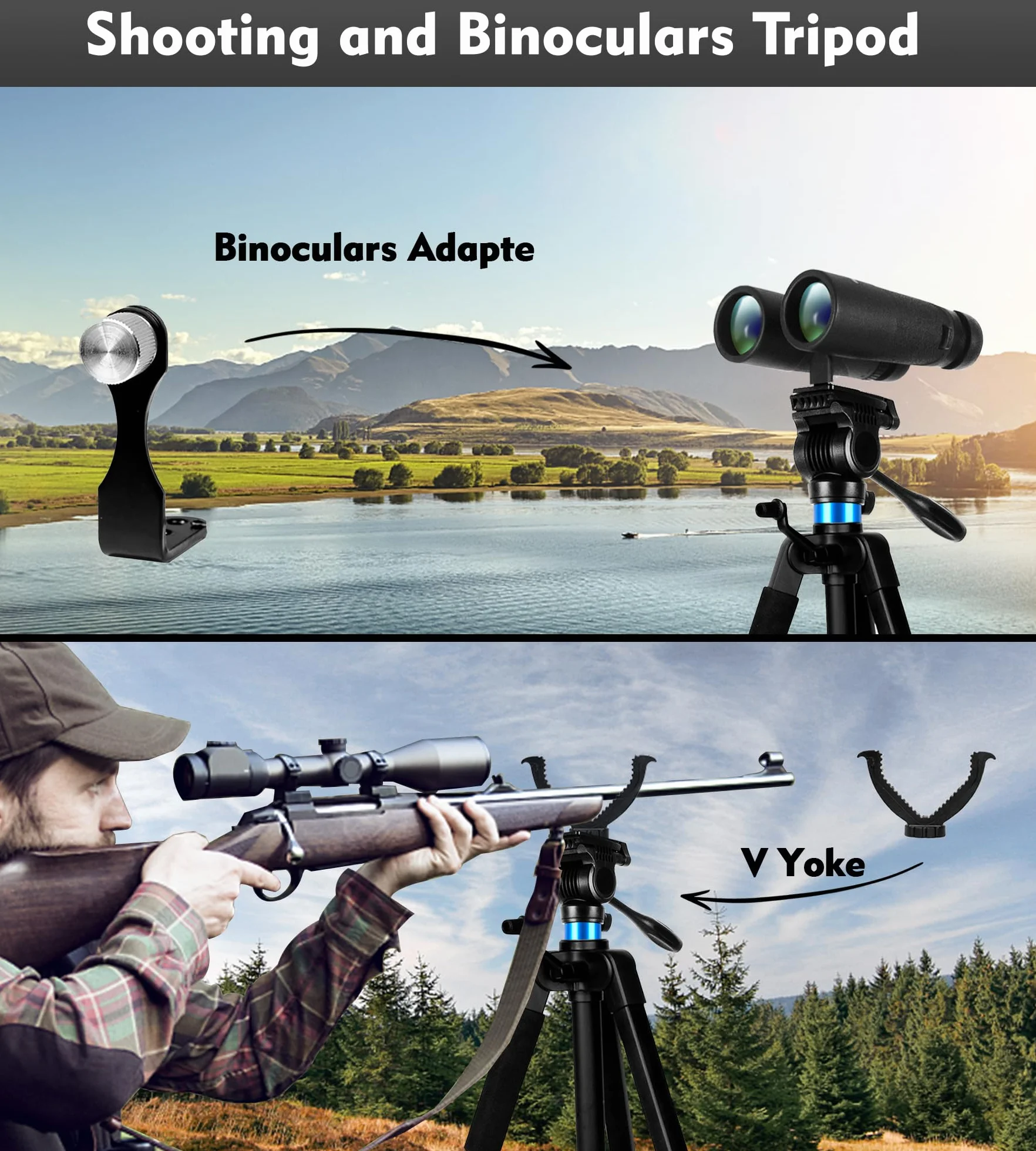 Treppiede per Binocolo, 184 cm Alluminio Treppiede Telescopio, Compatibile con Fotocamera, Telescopio Astronomico, caccia, Supporto Stabile per Osservazione e Fotografia (Carico 10 kg)