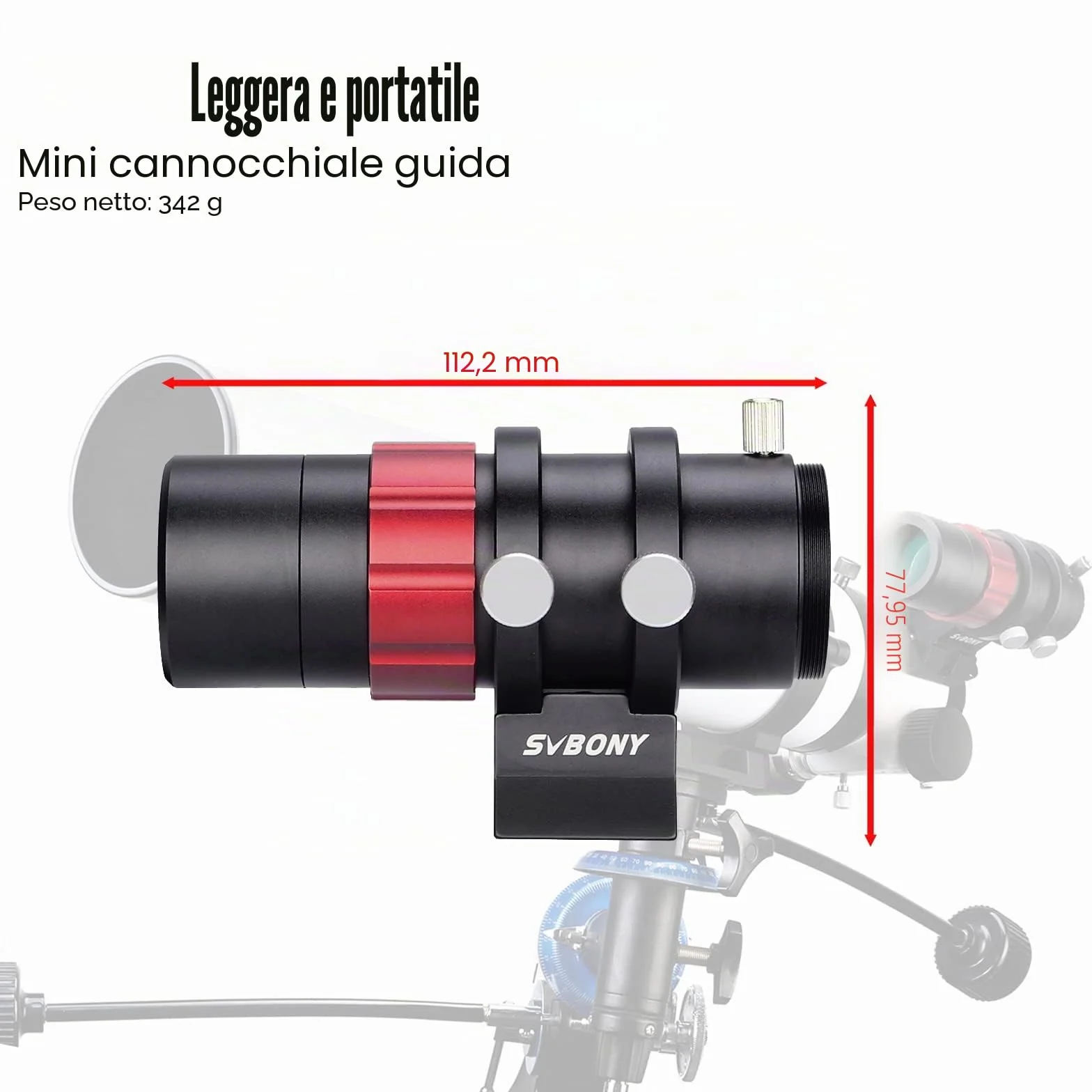 Svbony SV165 Telescopio Guida 30mm Mini Guide Scope con Focheggiatore Elicoidale F4 120 mm Multistrato Rivestimento Finder Scope Compatibile con Auto Guida Camera