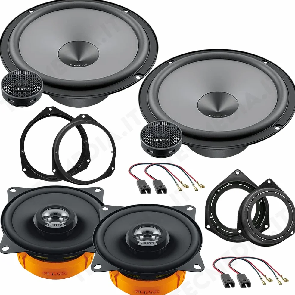 Kit 6 Casse Altoparlanti compatibile con Fiat Grande Punto Kit Anteriore e Posteriore con Adattatori e Connettori Inclusi