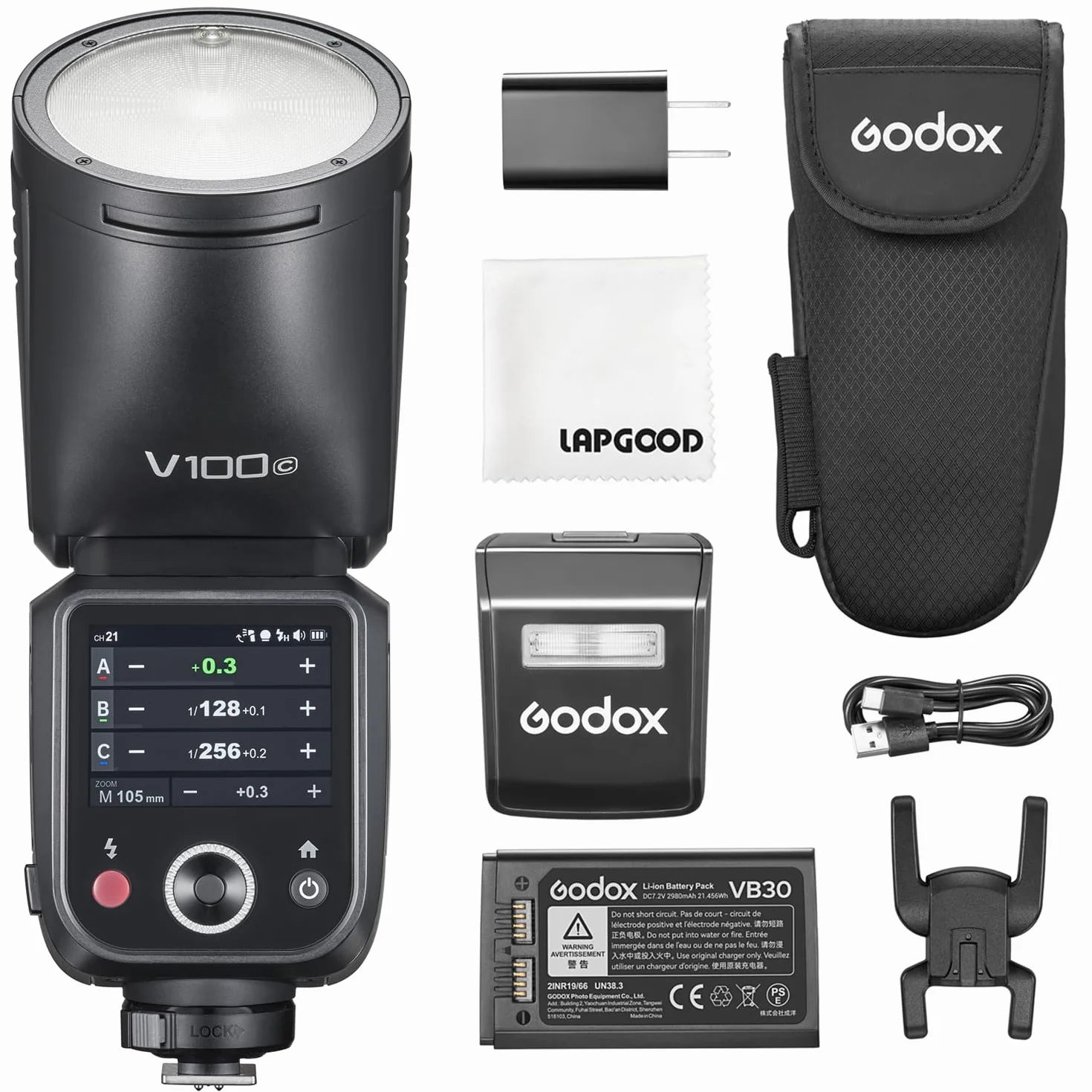 Godox V100-C 100W TTL Camera Flash per Canon,2.4G Wireless Testa Rotonda FotocameraFlash con FlashEsterno SU-1,HSS 1/8000s 2980mAh Flash Batteria al Litio,Godox V1Pro C Aggiornato