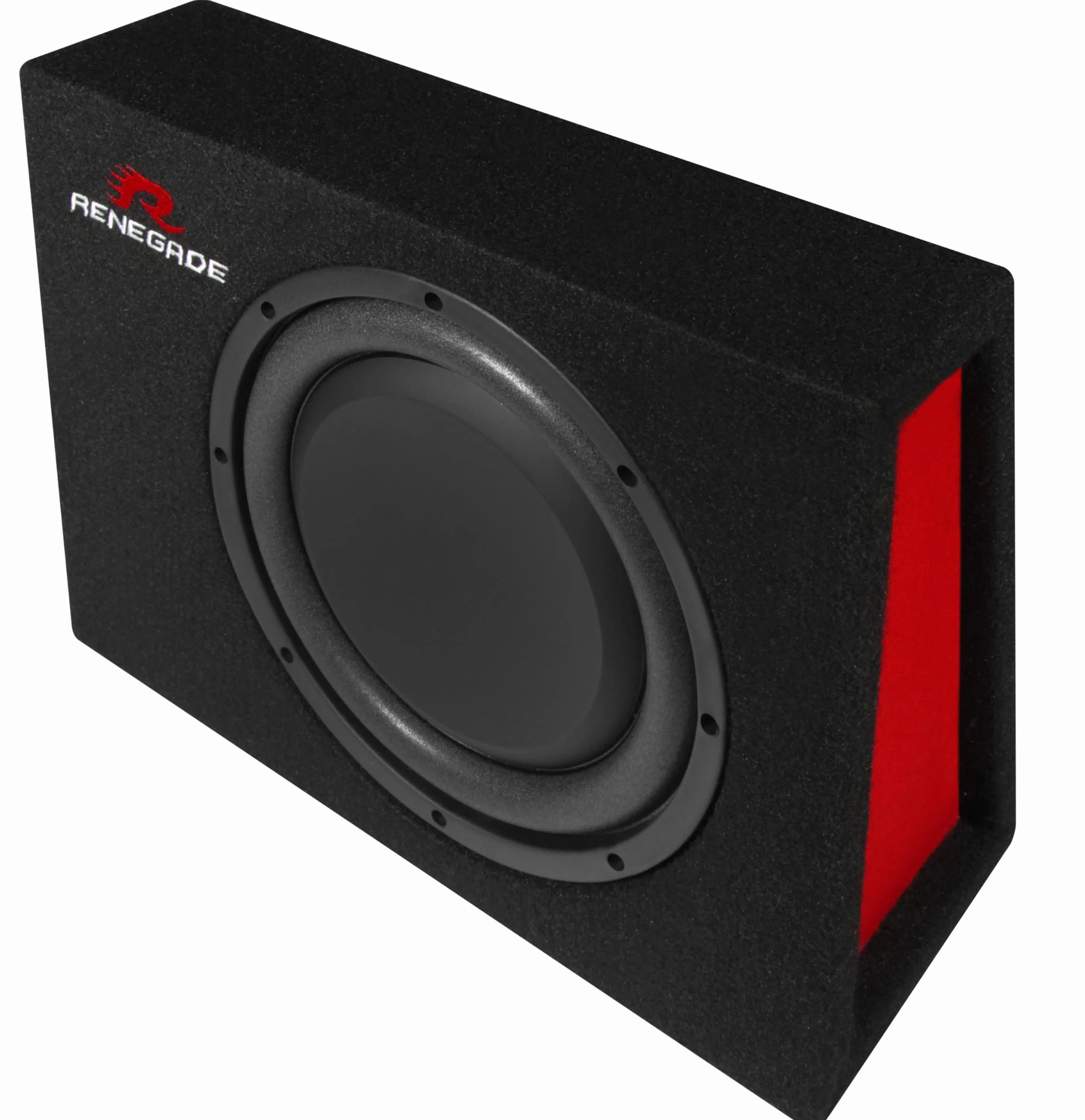 Renegade RXS1000 - subwoofer con cabinet da 25 cm (10") - sistema singolo compatto con altoparlante per bassi hi-fi per auto da 400 W max. con cabinet poco profondo