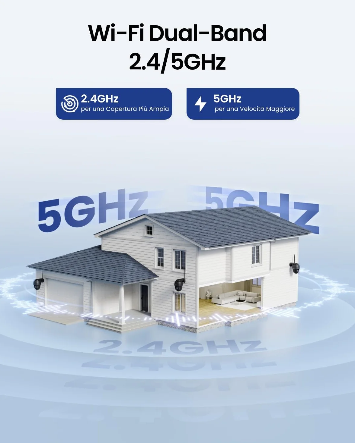 Reolink 5MP Telecamera WiFi Esterno Senza Fili a Batteria, 360° PTZ Videosorveglianza WiFi 2,4/5 GHz, Rilevamento Smart, Audio a 2 Vie, Compatibile con Alexa/Cloud, Argus PT(Nero) con Pannello Solare