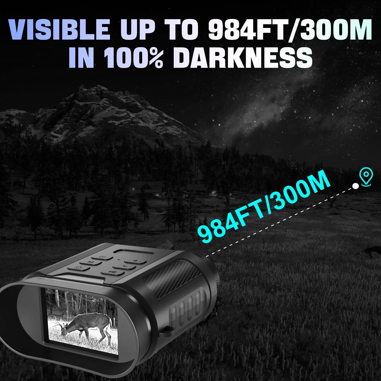 4K Binocolo Visione Notturna, con Batteria Ricaricabile da 2500mAh Visione Notturna 8X Digitale Zoom 7-Livelli Infrarossi 2.4" TFT LCD Vista 300M Visore Notturno Binocolo Con Scheda 32GB