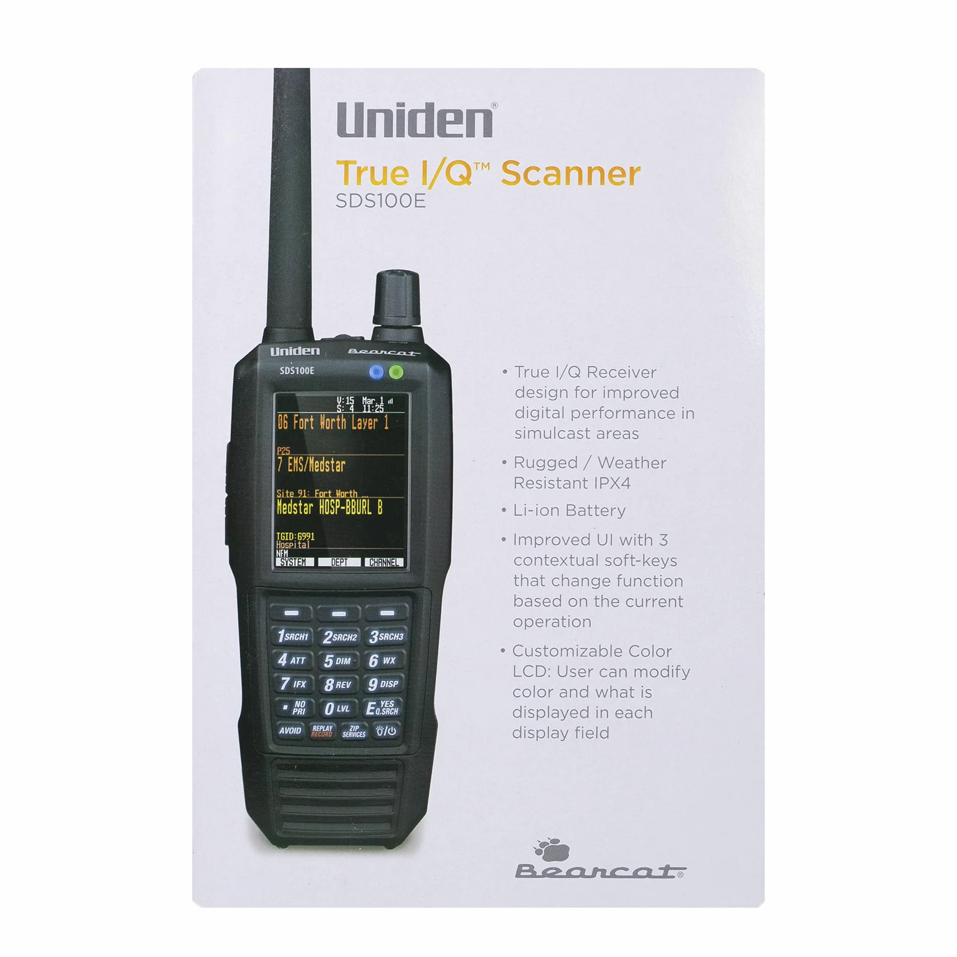 Uniden SDS-100E SCANNER PORTATILE 25-512MHz, 758-960MHz e 1240-1300 MHZ AM, FM, NFM, WFM o FMB e DIGITALI