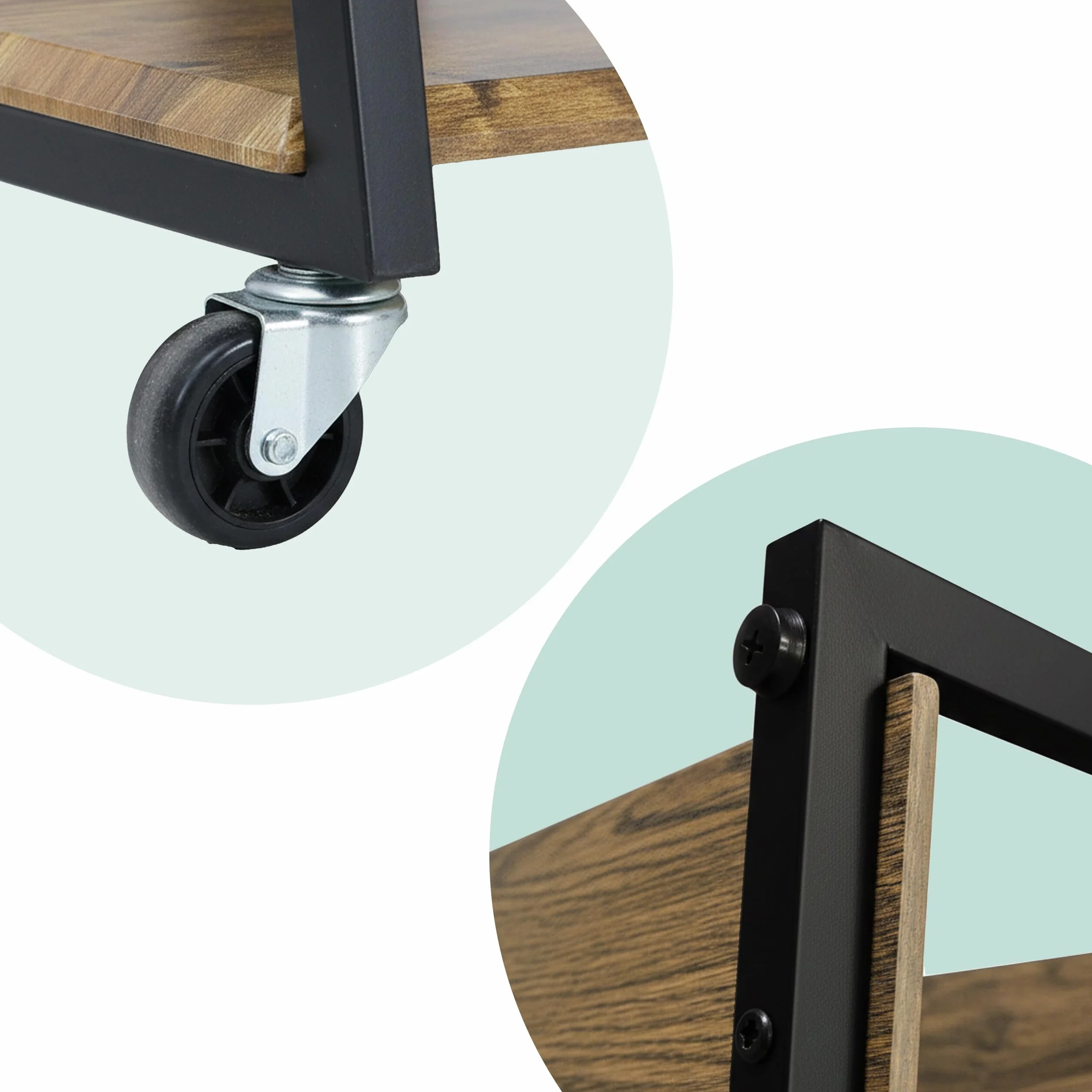 Relaxdays HiFi Rack, 4 Ripiani per Giradischi, in Ferro e MDF, 78x61x52 cm, multimediale Industriale, Marrone/Nero
