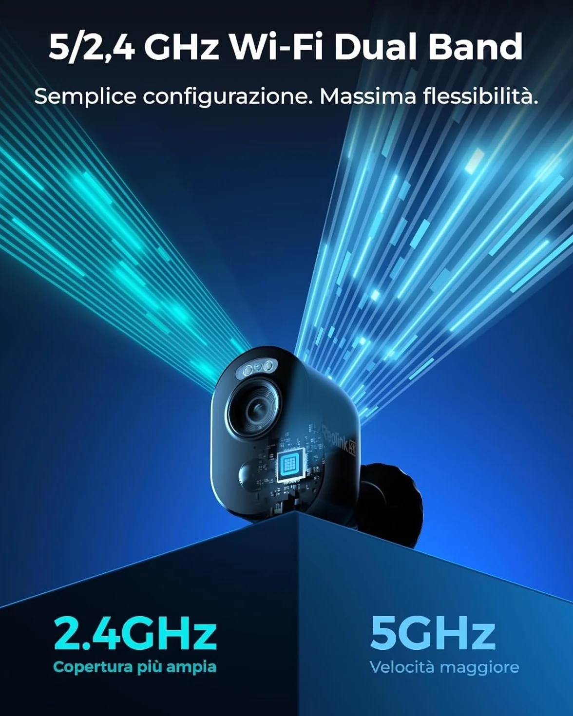 Reolink 4K 8MP Telecamera da Esterno Senza Fili, Videosorveglianza WiFi Batteria con Pannello Solare, Rilevamento Intelligente, Sirena, Visione Notturna a Colori, Impermeabile, Argus 3 Ultra(Nero)