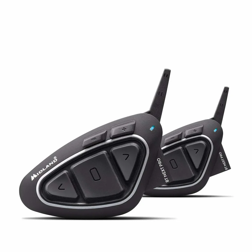 Midland BT Next PRO Doppio Interfono Moto Bluetooth, Auricolari Bluetooth Casco Moto con Altoparlanti Hi-Fi, Cancellazione Rumore, Comunicazione 1.6 km - 2 Auricolari