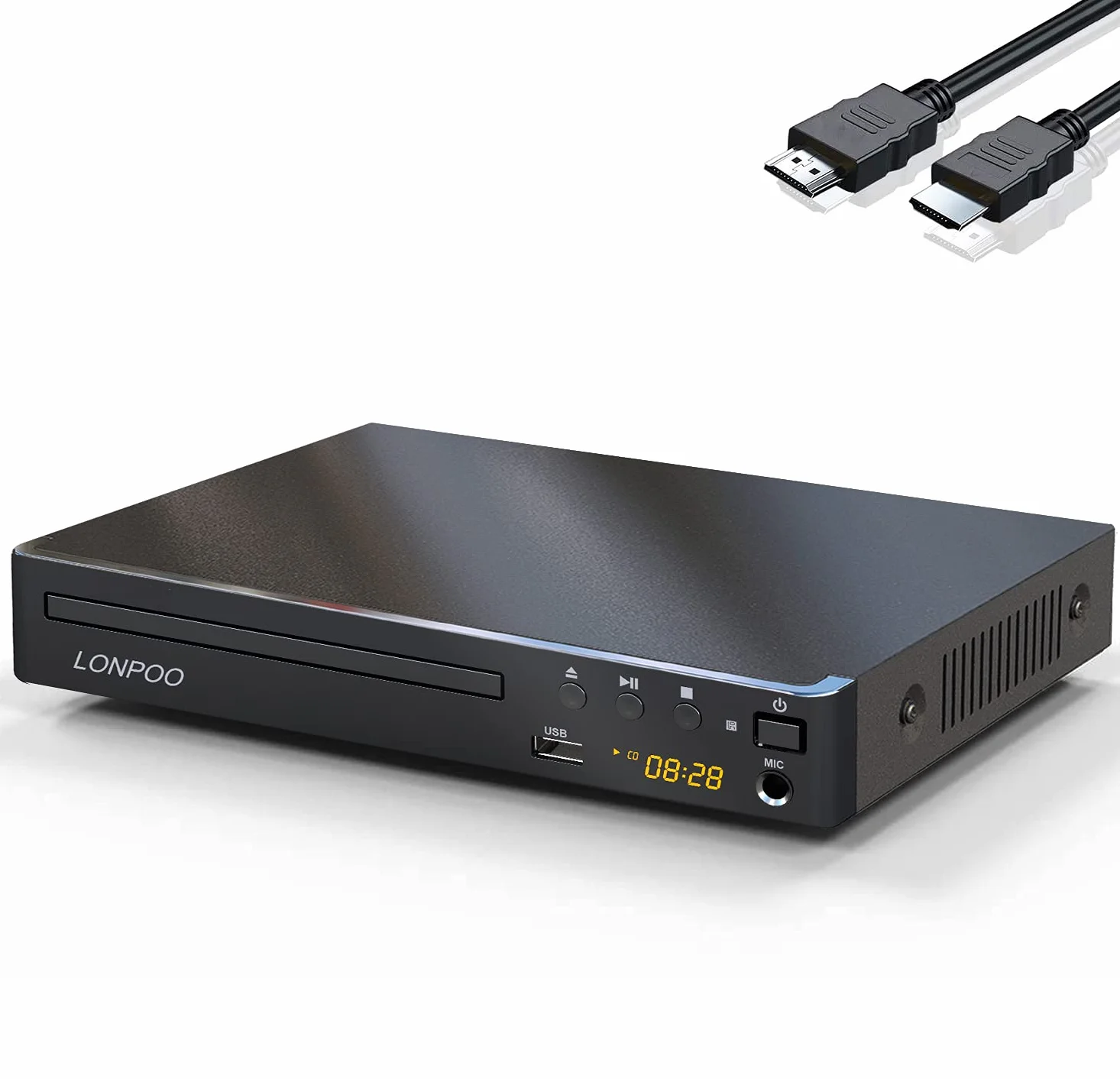 Lettore DVD compatto per TV (1080P Upscaling con uscita HDMI/Coxical/AV, porta ingresso USB e MIC, Multi-Regione Libera, cavo HDMI e AV incluso) (LP-099)