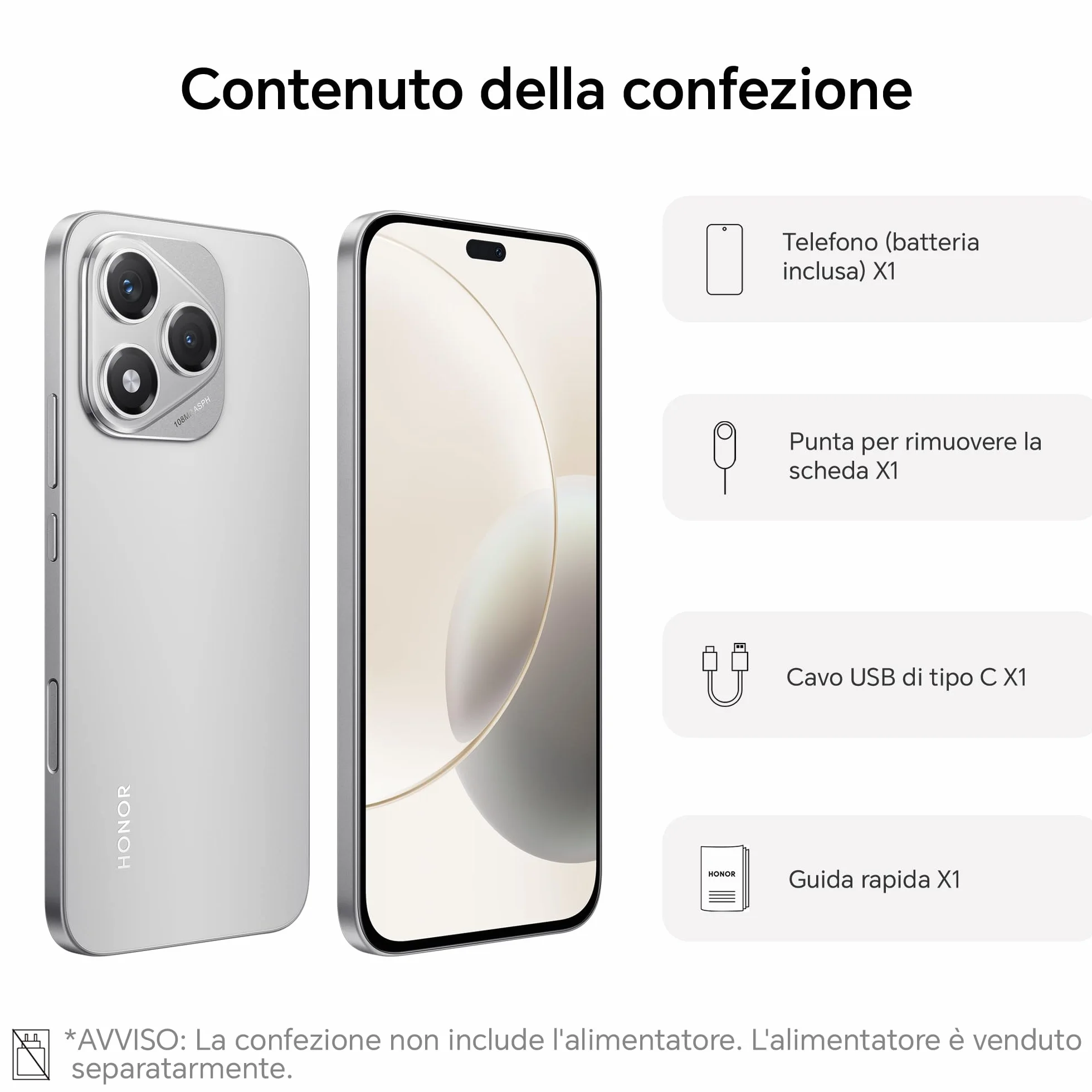 HONOR 400 Lite Smartphone 5G Dual SIM NFC, 8GB RAM 256GB Memoria, 108MP con pulsante AI telefono Android 15, 6.7 pollici AMOLED Eye-Care Display, 5230 mAh,IP64&SGS, Velvet Gray [Versione italiana]