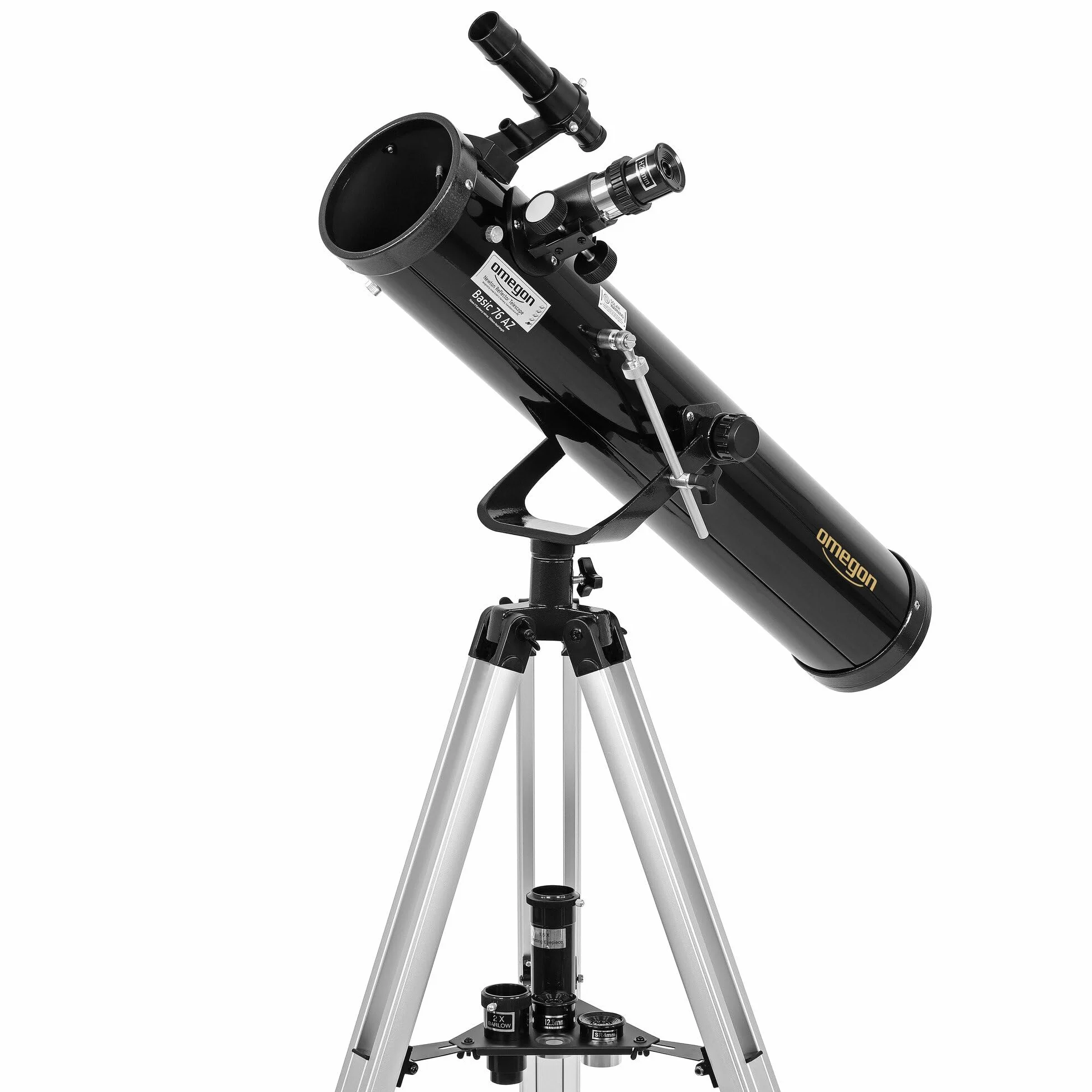 Telescopio Omegon N 76/700 AZ-1 | Telescopio a specchio per principianti | Montatura azimutale | Compatto e leggero | Per la Luna e i pianeti | Telescopio astronomico per giovani e adulti
